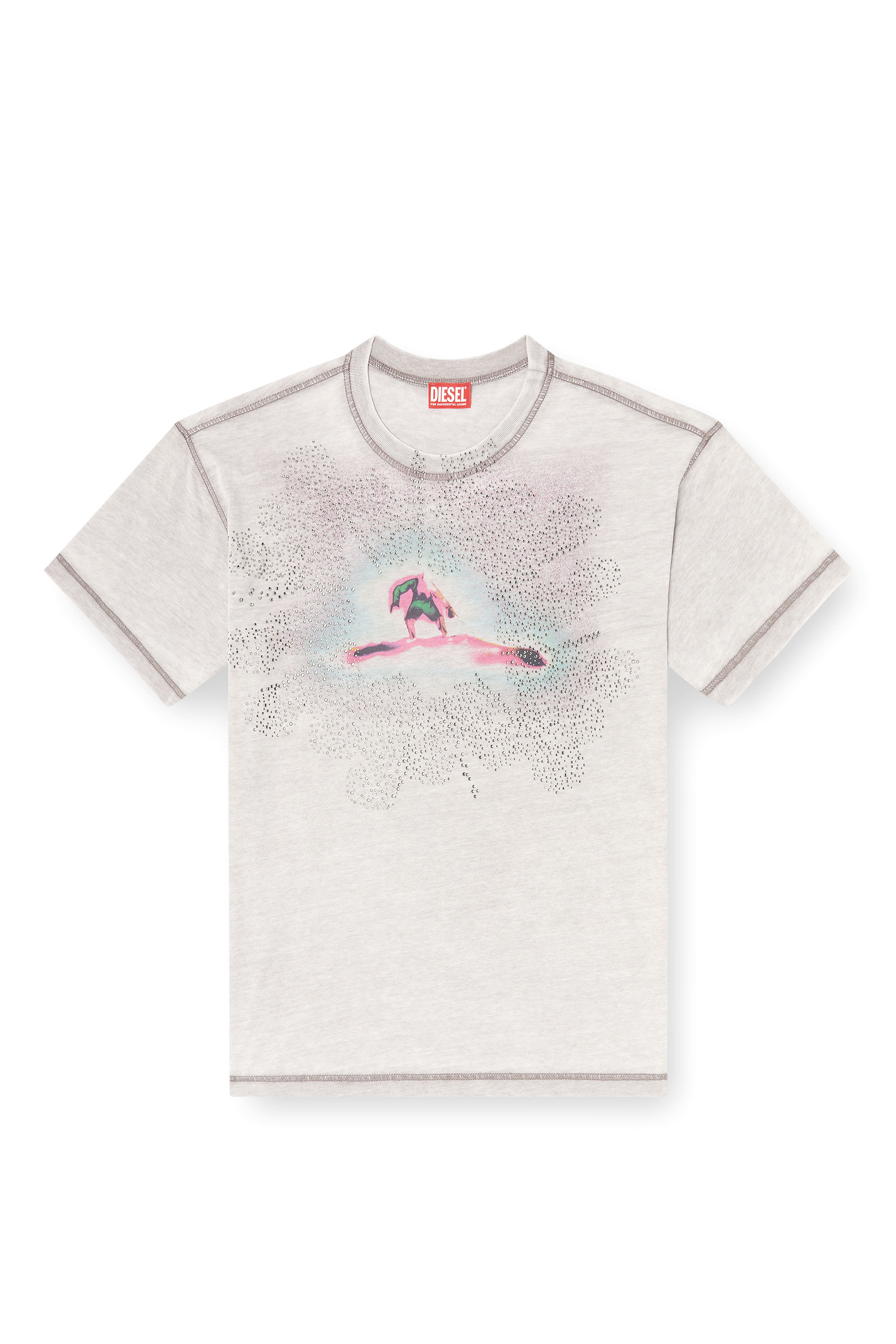 Diesel - T-NORM-V6, Man's Regular T-shirt with print and studs in null - 2