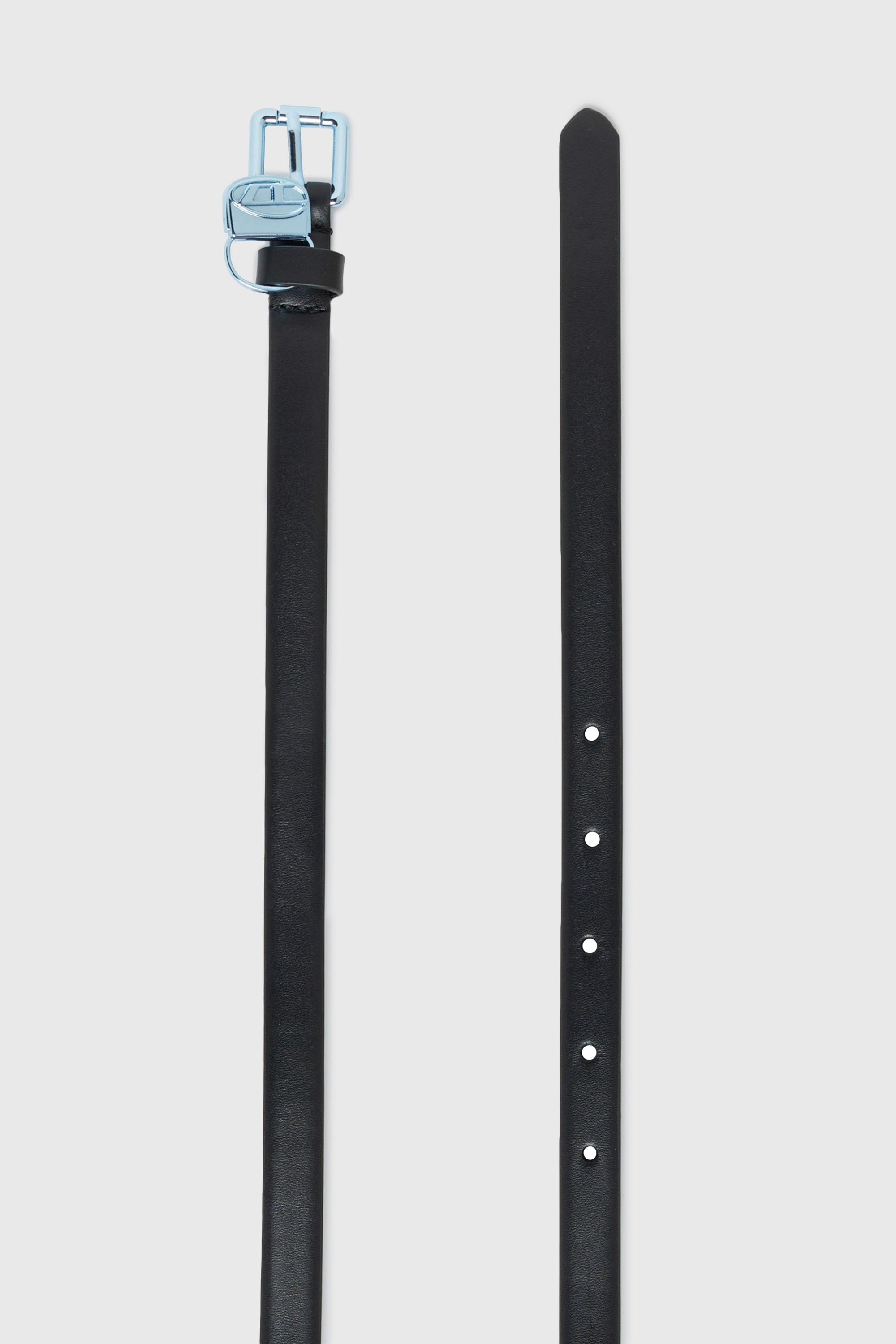 Diesel - BCHARMY, Woman's 1.5 cm slim leather belt with metallic buckle and charm in Black - 2