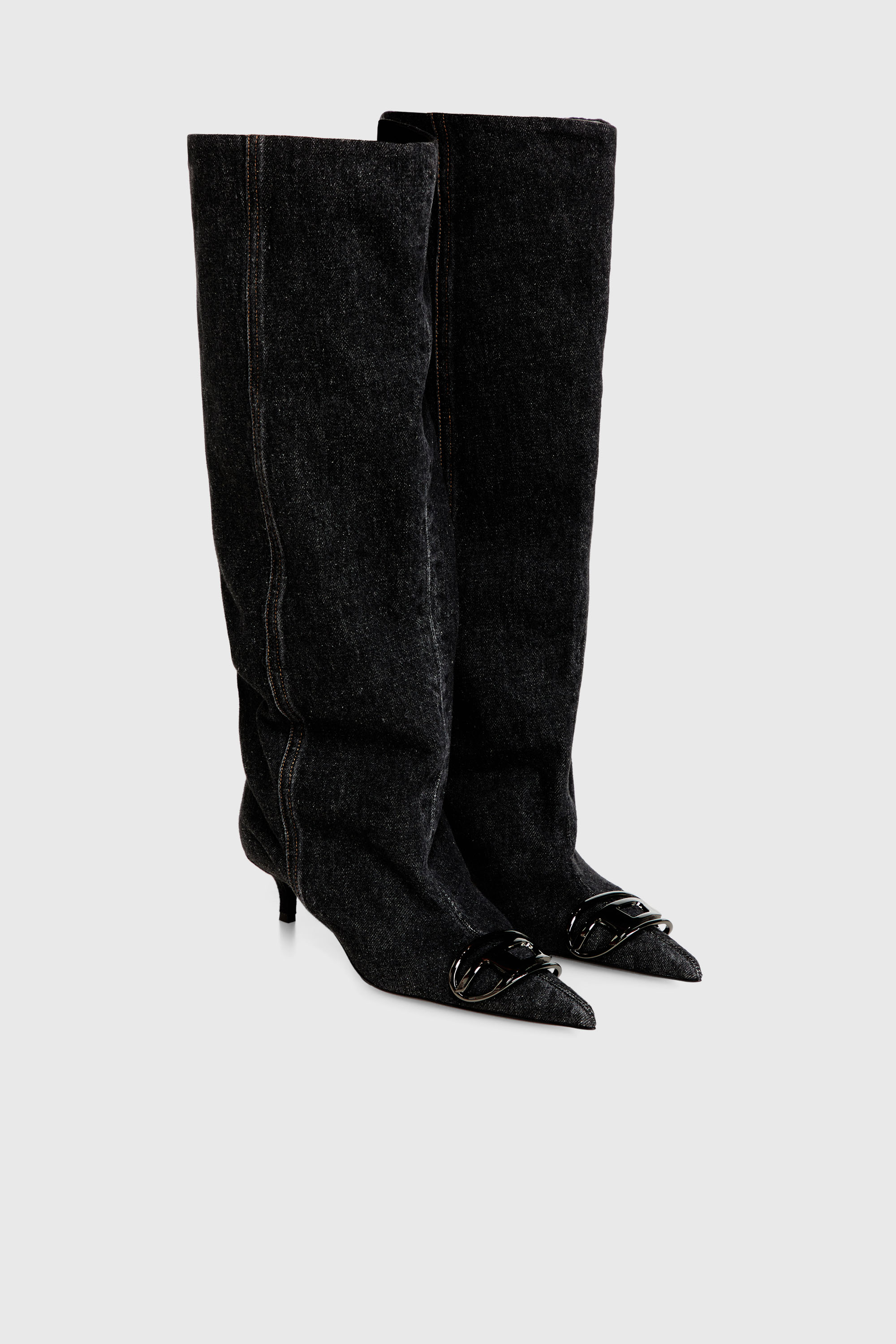 Diesel - D-VENUS KB SLOUCHY, Woman's D-Venus-Slouchy knee-high boot in denim in Black - 2