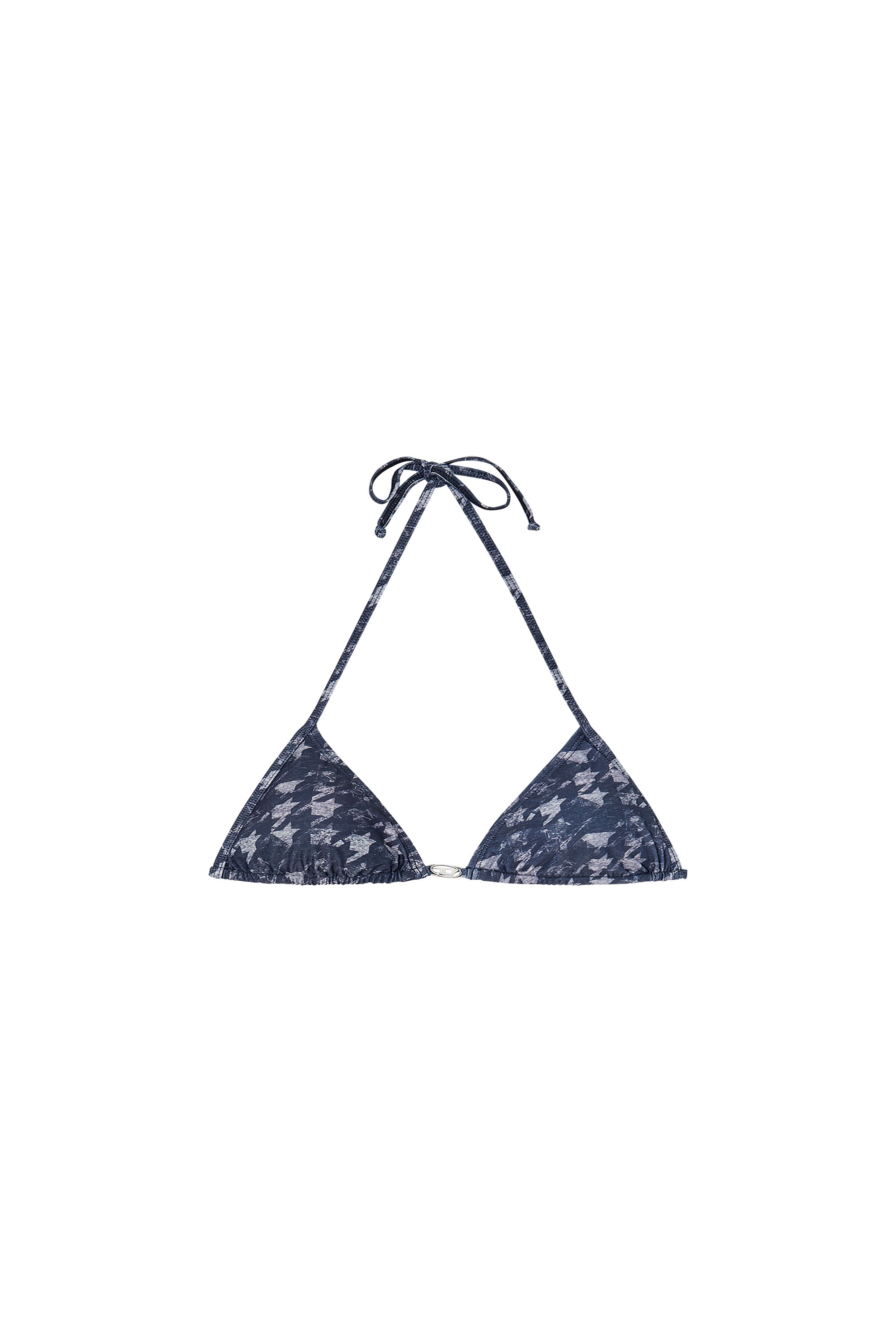 Diesel - ELETTRA-DNM, Woman's Bikini top with all-over houndstooth print in Blue - 3