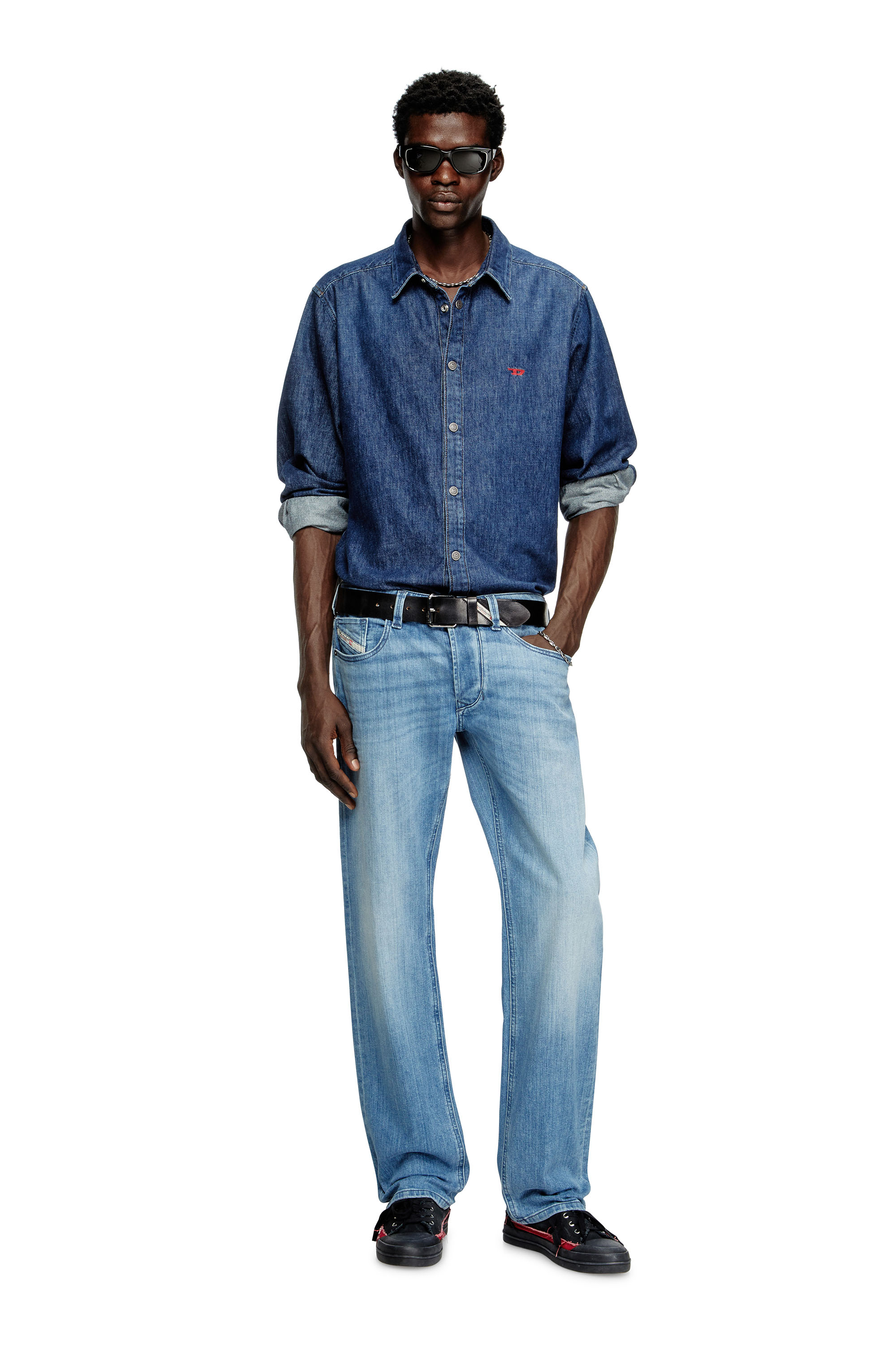 Diesel - D-SIMPLY, Man's Shirt in denim in Dark Blue - 1