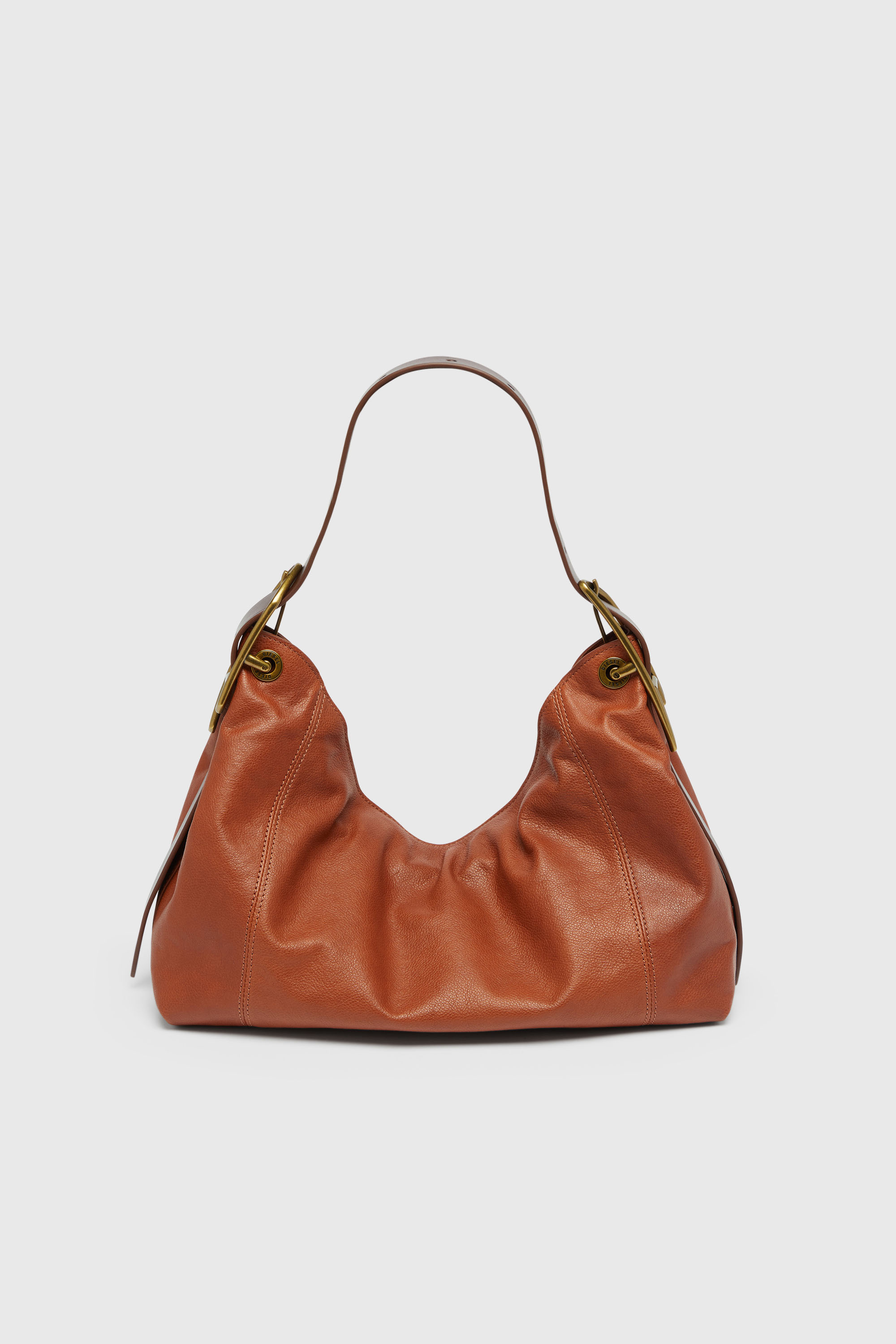 Diesel - D-LINE HOBO S, Woman's D-Line-Shoulder bag in shiny leather in Brown - 2