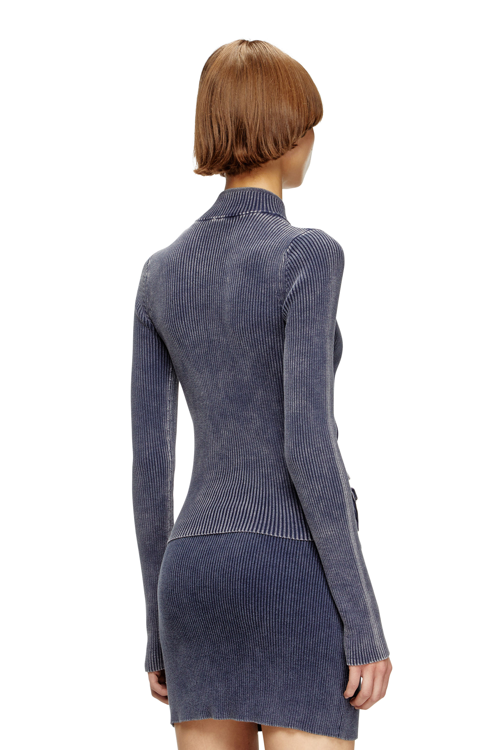 Diesel - M-MELISSA, Woman's Zip-up cardigan with denim cargo pockets in Dark Blue - 4