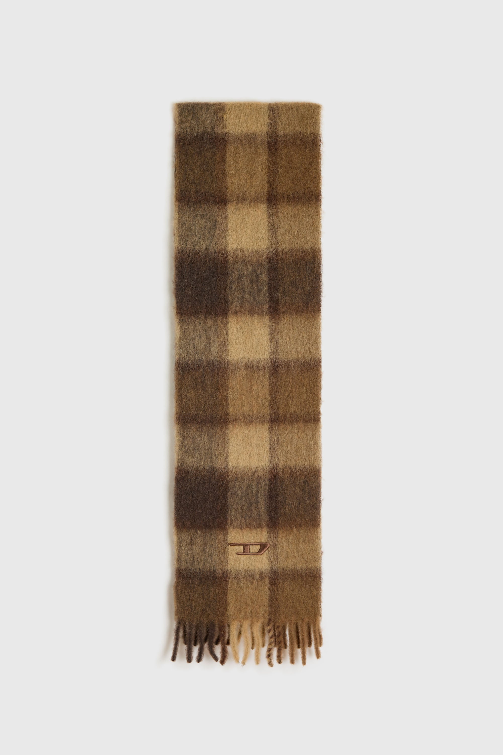 Diesel - S-IPON, Unisex's Check scarf in alpaca and mohair blend in Brown - 1