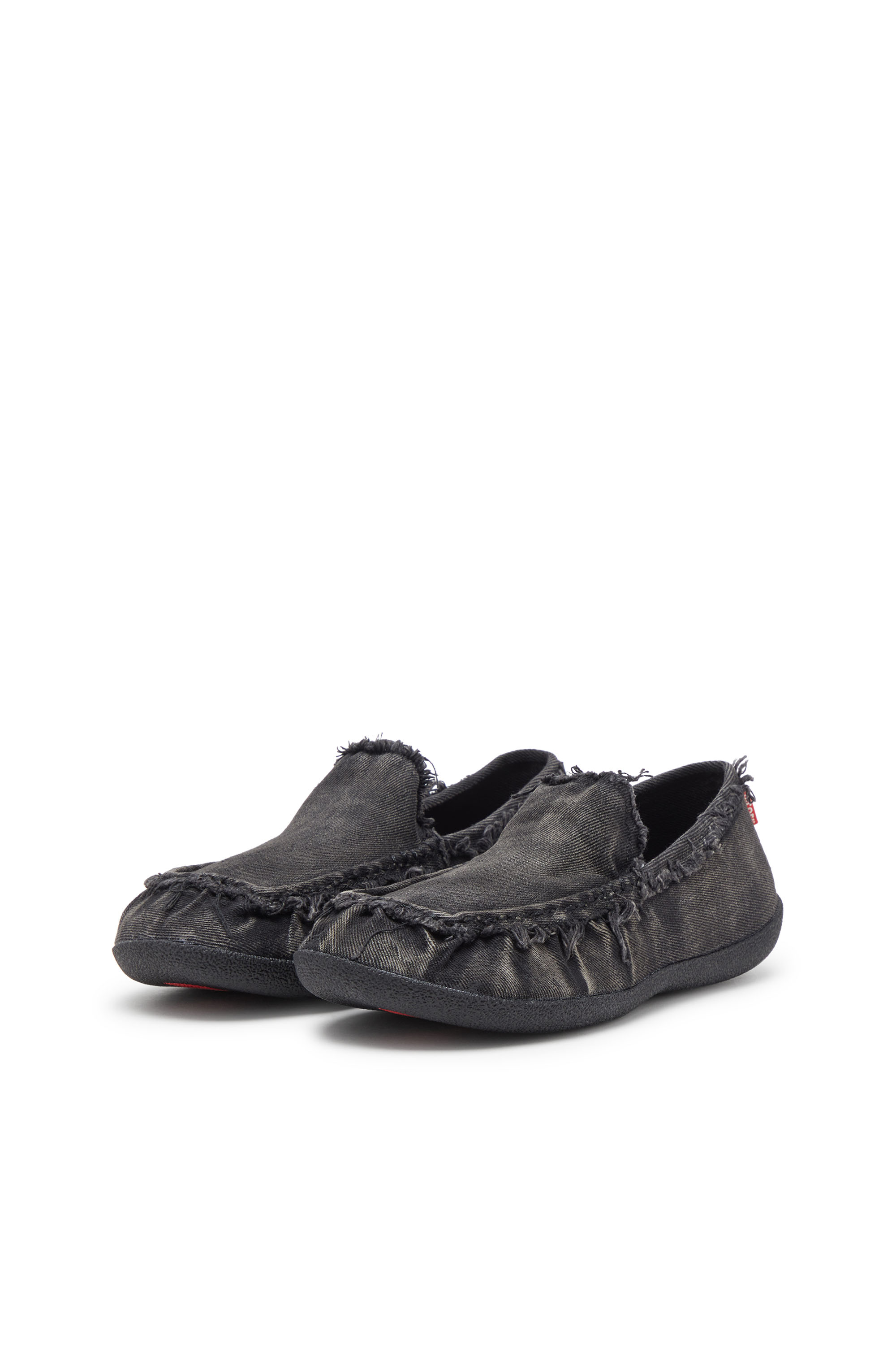 D-SHOCK MOC, Black Diesel - D-SHOCK MOC, Man's D-Shock-Distressed denim loafers in Black - 9