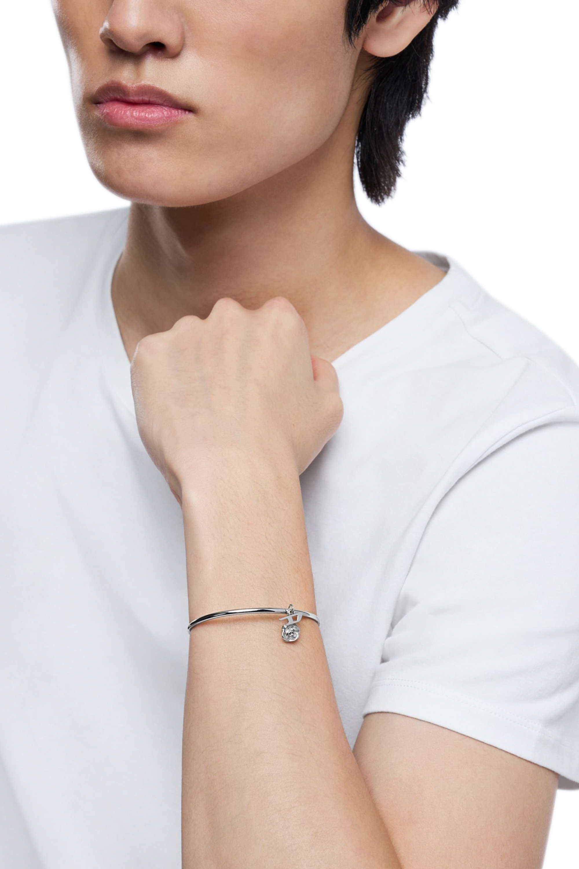 Diesel - DX1620040 JEWELLERY, Unisex's Stainless steel cuff charm bracelet in Silver - 4