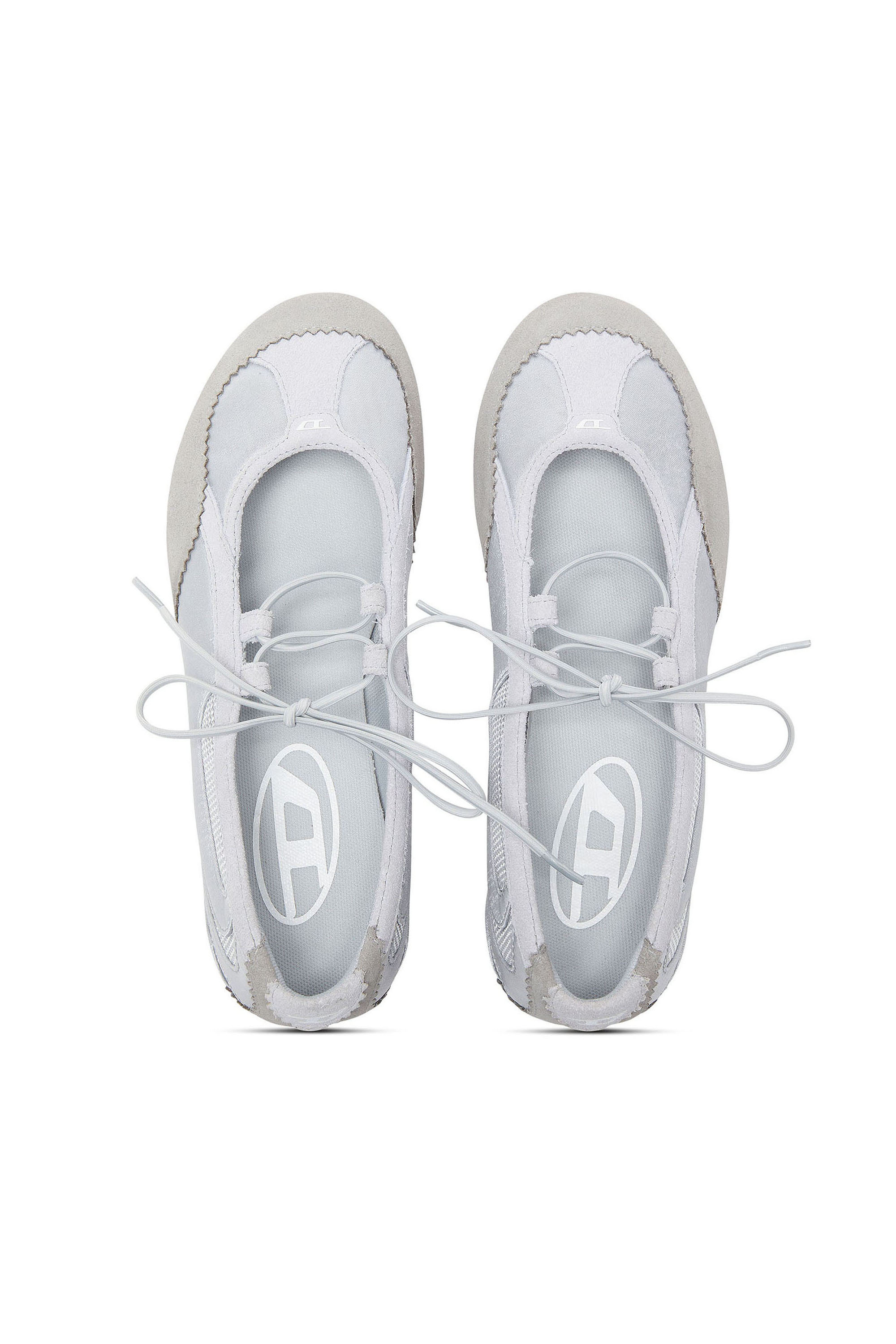 Diesel - D-MILE BALLERINA LACE UP II W, Woman's D-Mile - Ballerina flats in leather and mesh in Light Blue - 4