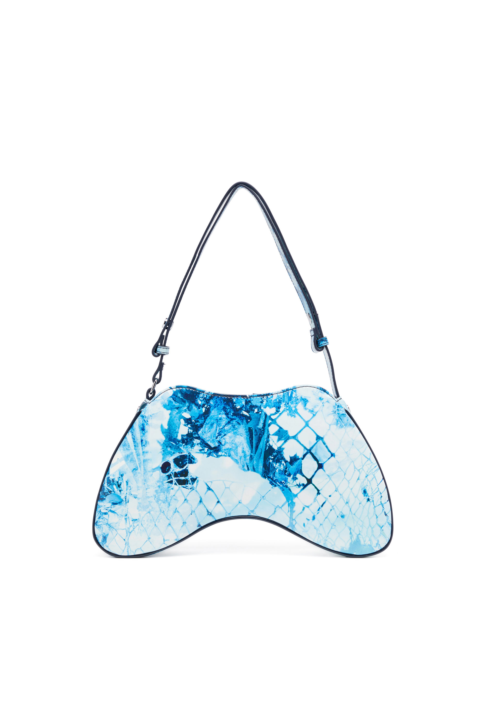Diesel - PLAY SHOULDER, Woman Play-Shoulder bag in printed glossy PU in Blue - Image 3