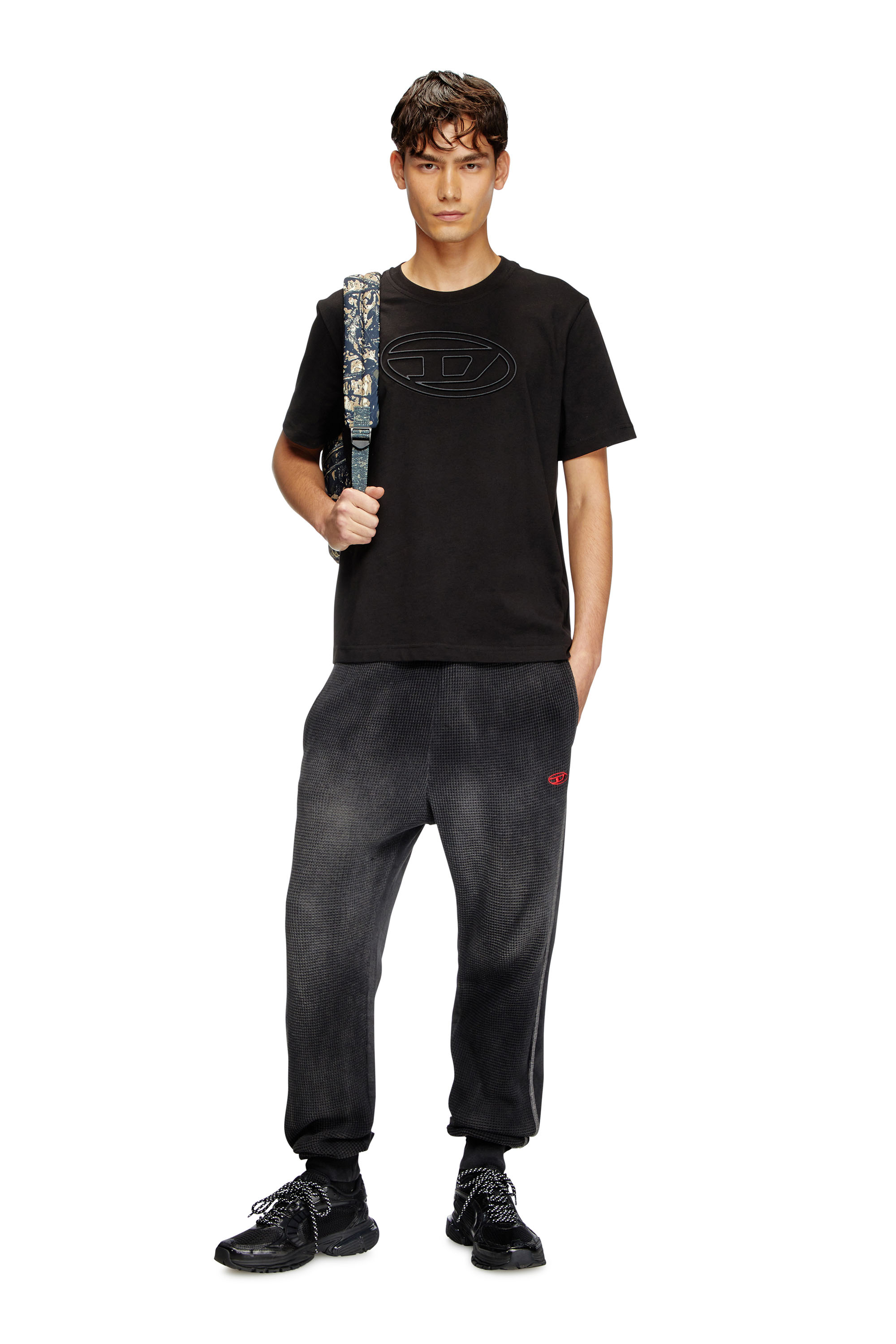 Diesel - T-ADJUST-BIGOVAL, Man's T-shirt with embossed Oval D in Black - 1