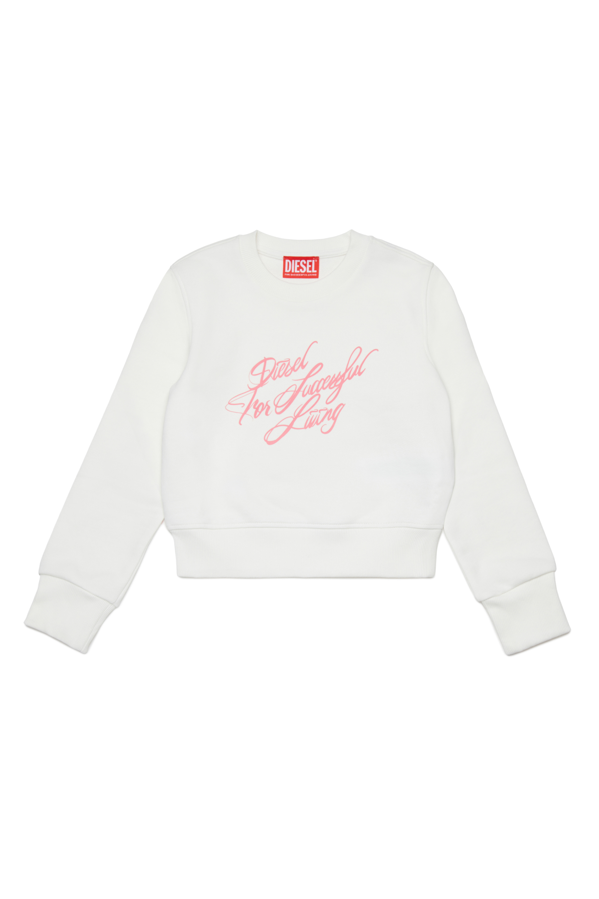 Diesel - SCRIPT, Woman's Cropped sweatshirt with script print in White - 1