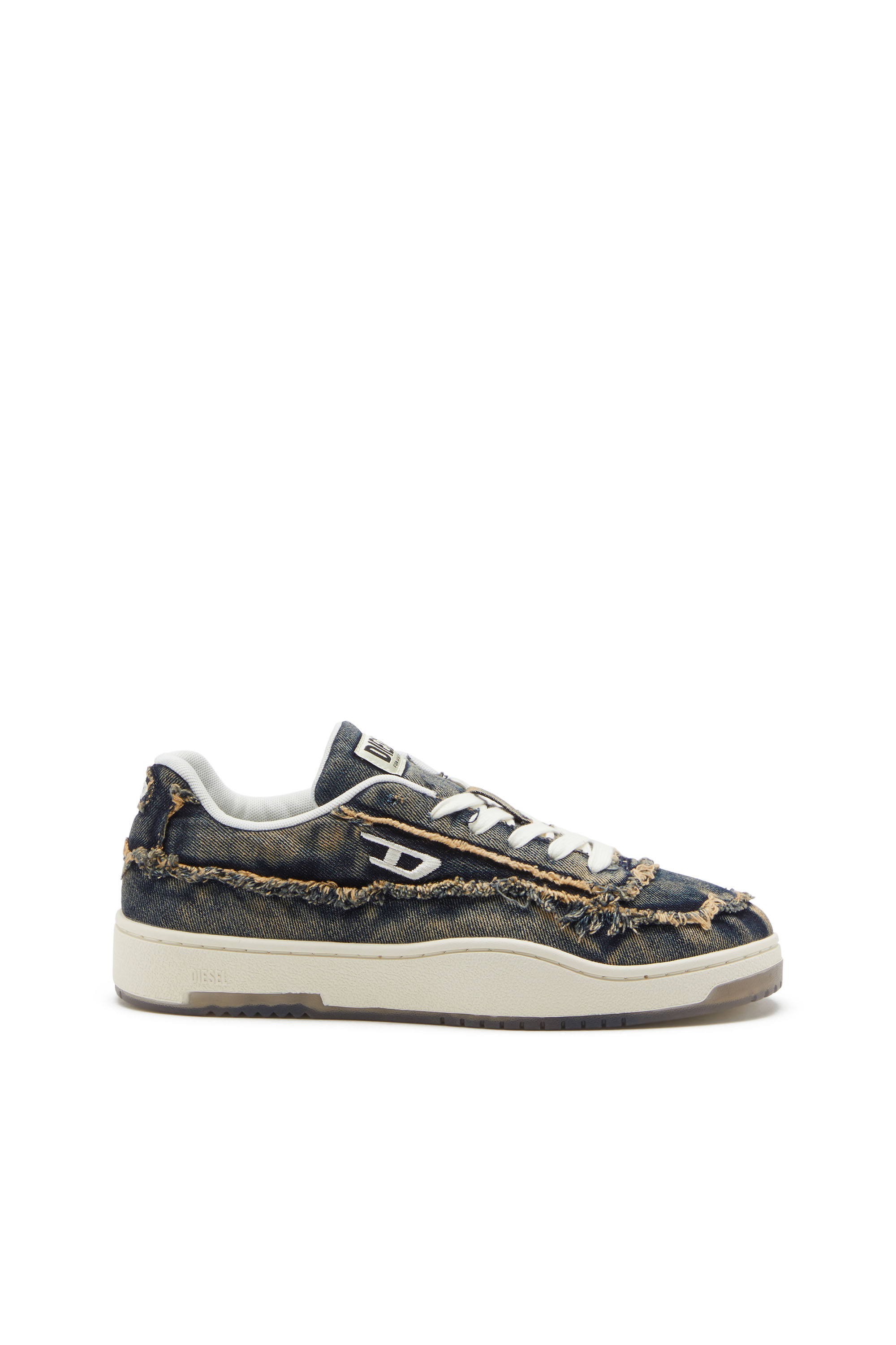 Diesel - S-TRACKER-D LOW, Man's S-Tracker-D-Frayed denim sneakers with transparent sole in Blue - 1