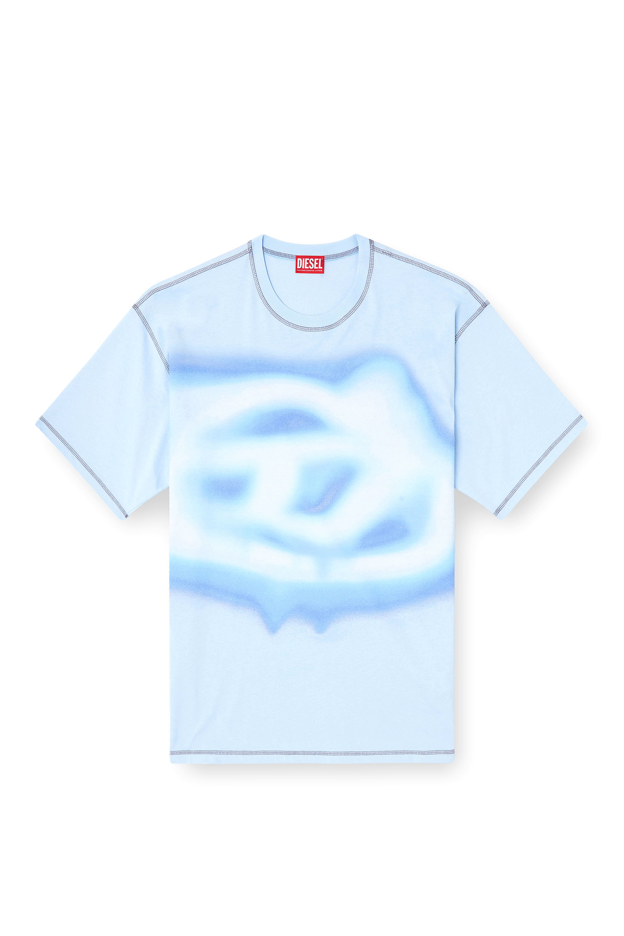 Diesel - T-BOXT-V11, Man's Relaxed T-shirt with water-effect print in Light Blue - 3
