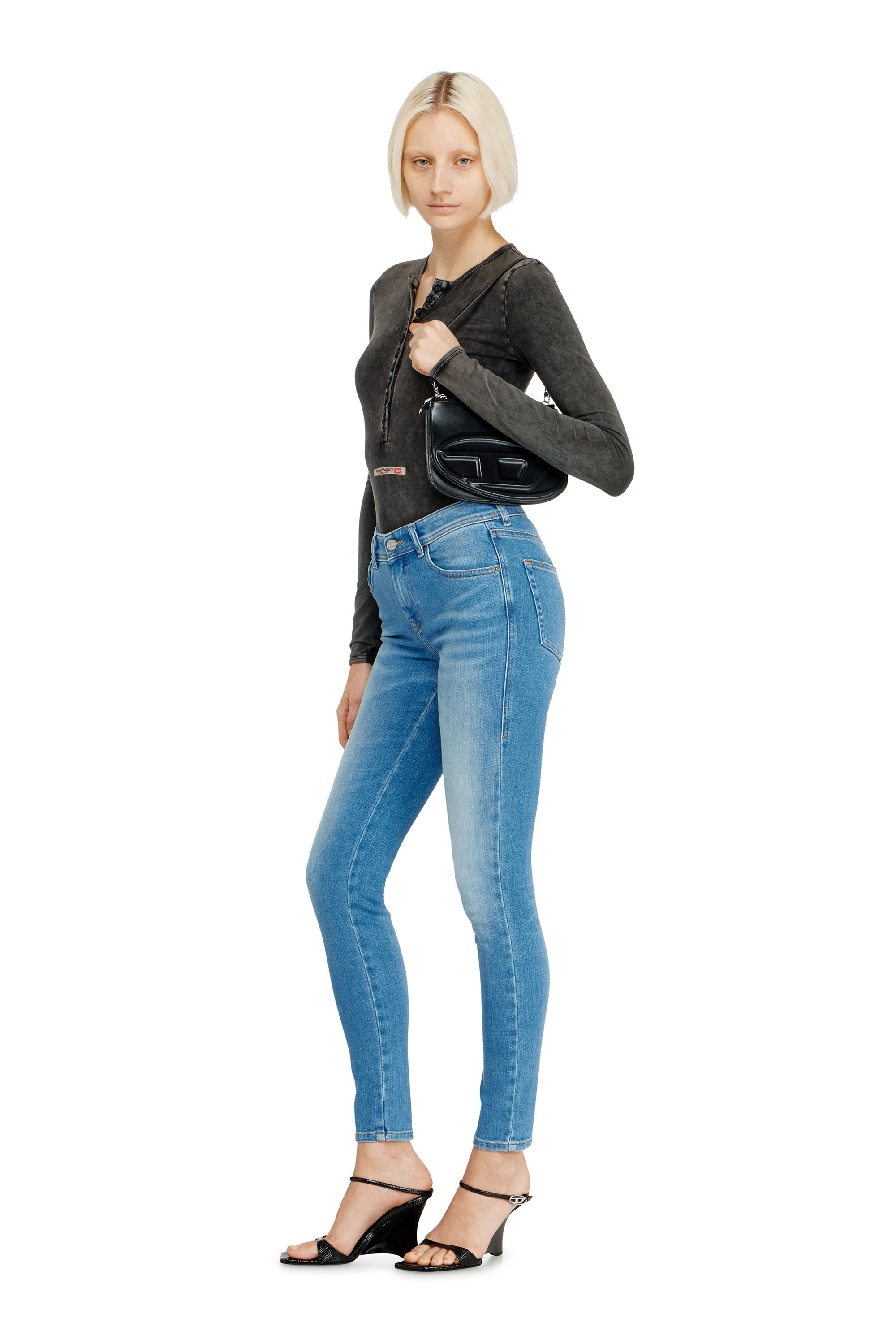 Diesel - 1DR TWIN, Woman's 1DR Twin-Double-pouch shoulder bag in printed leather in Black - 1