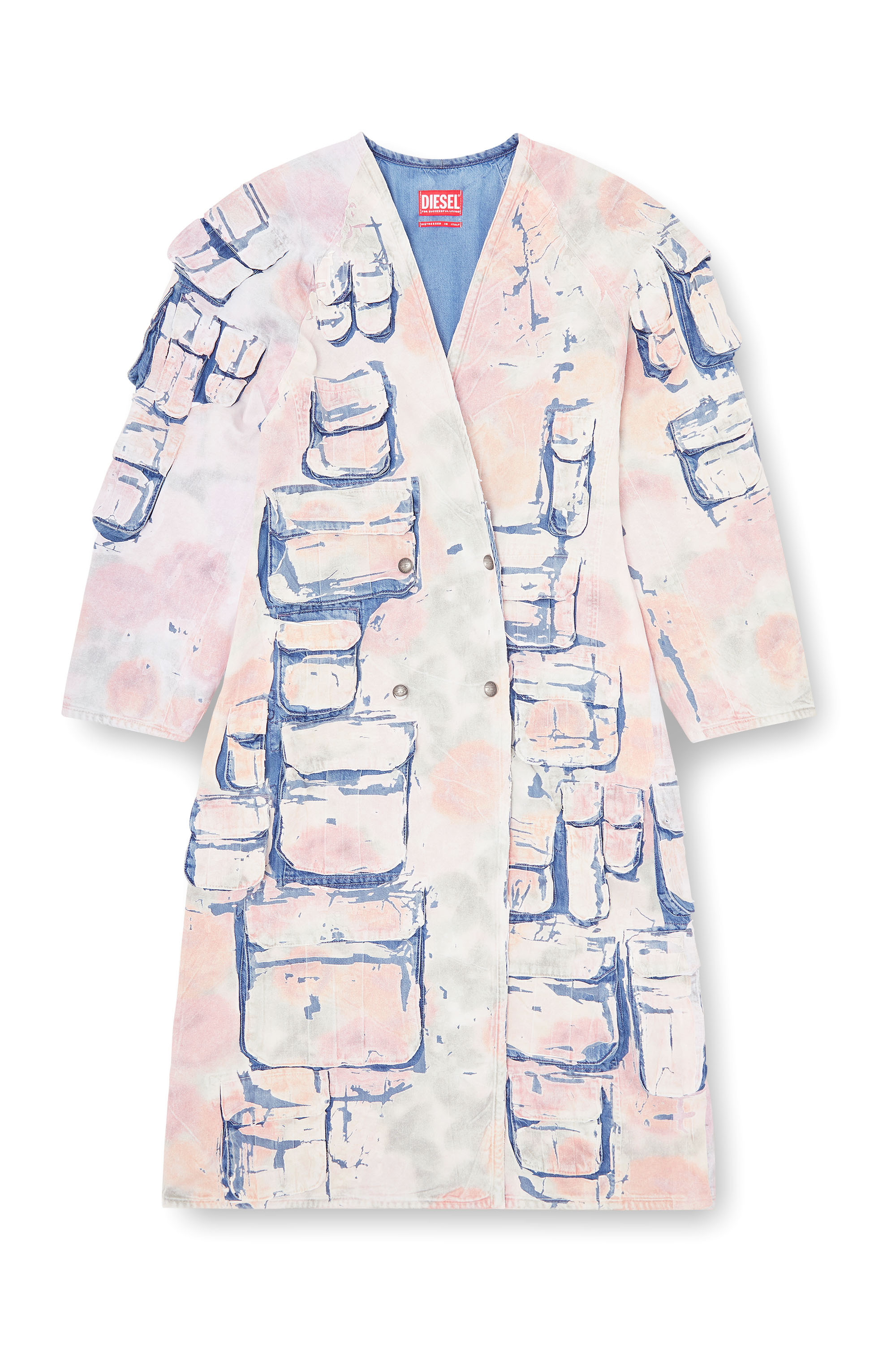 Diesel - DE-SELDOR-FSI, Woman's Denim coat with peel-off check jersey in Blue/Pink - 2