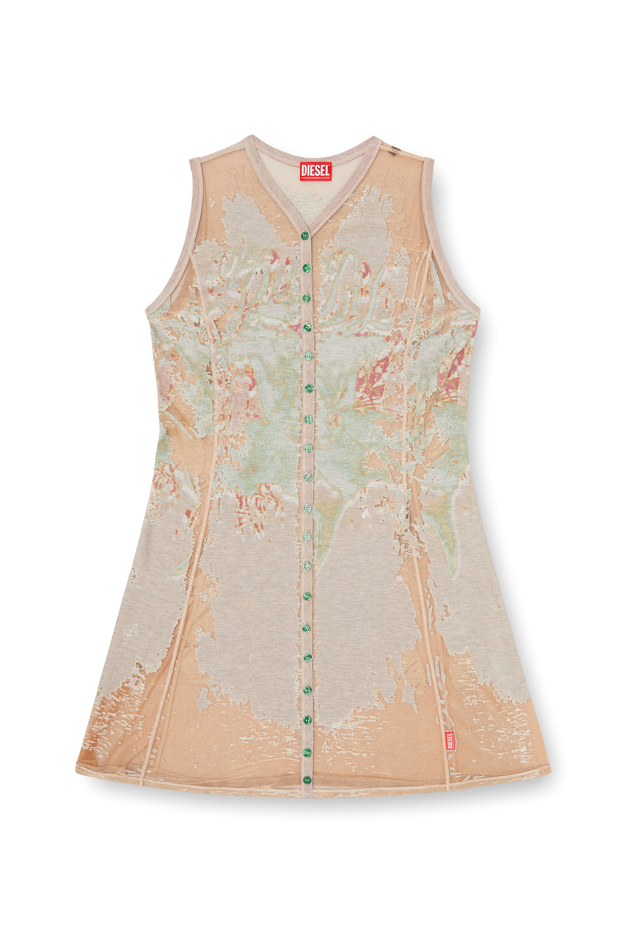 Diesel - D-ALFIO, Woman's Short dress in printed devor&eacute; jersey in Light Brown - 3