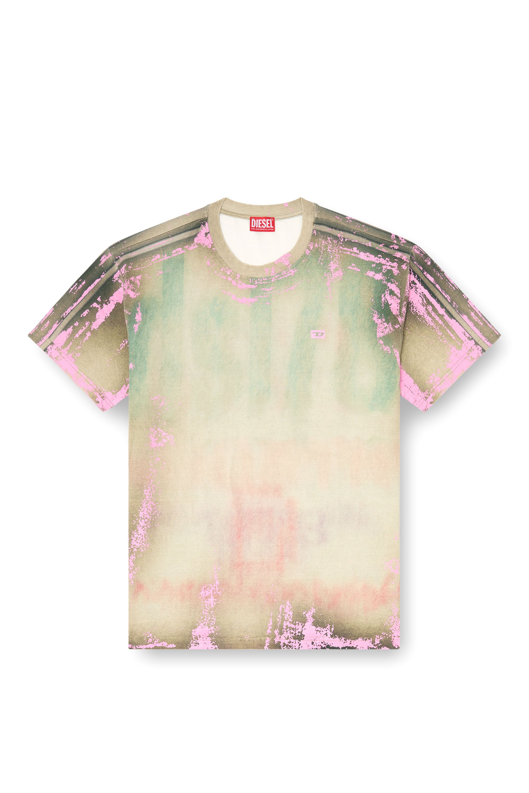 Diesel - T-FILMY-SHO, Man's T-shirt in cracked leather-effect jersey in Multicolor - 3