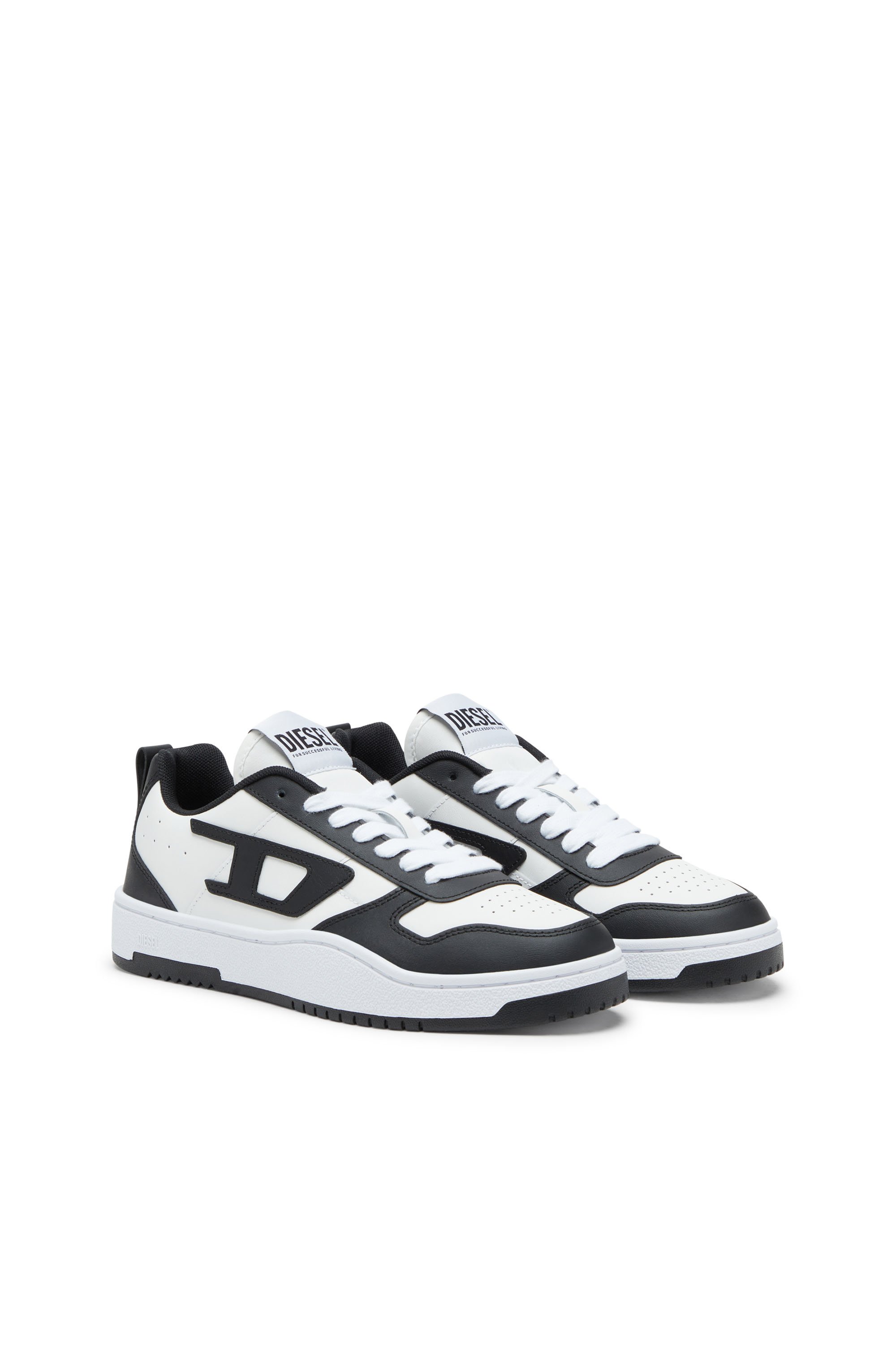 Diesel - S-UKIYO V2 LOW, Man's S-Ukiyo Low-Low-top sneakers in leather and nylon in Black/White - 2