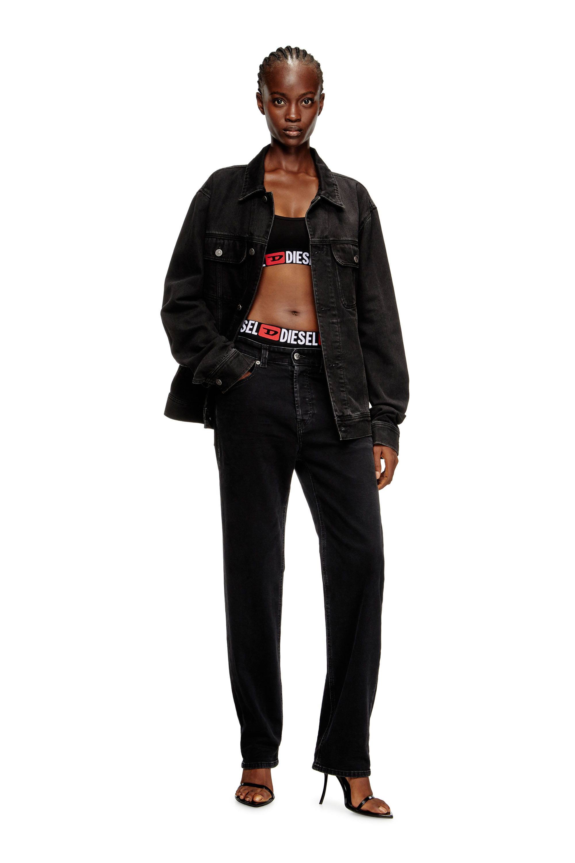 Diesel - UFSB-ORIBA, Woman's Bralette with logo band in Black - 6