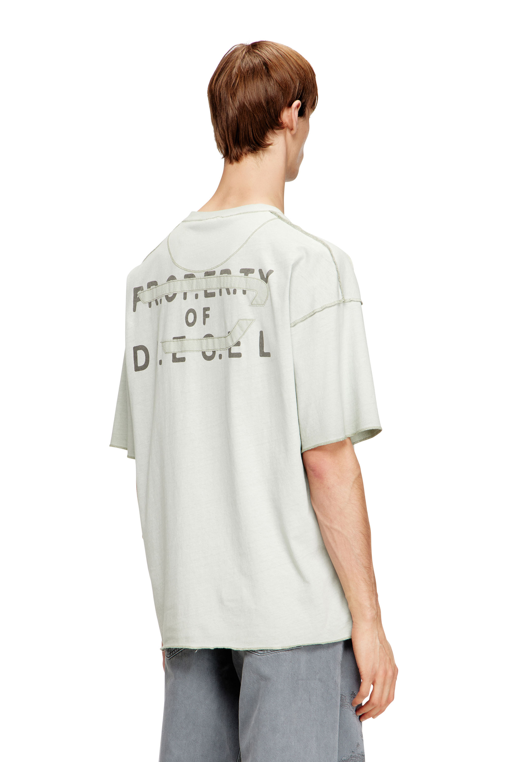 Diesel - T-LOOK, Man's Relaxed cotton T-shirt with front and back print in White/Grey - 3