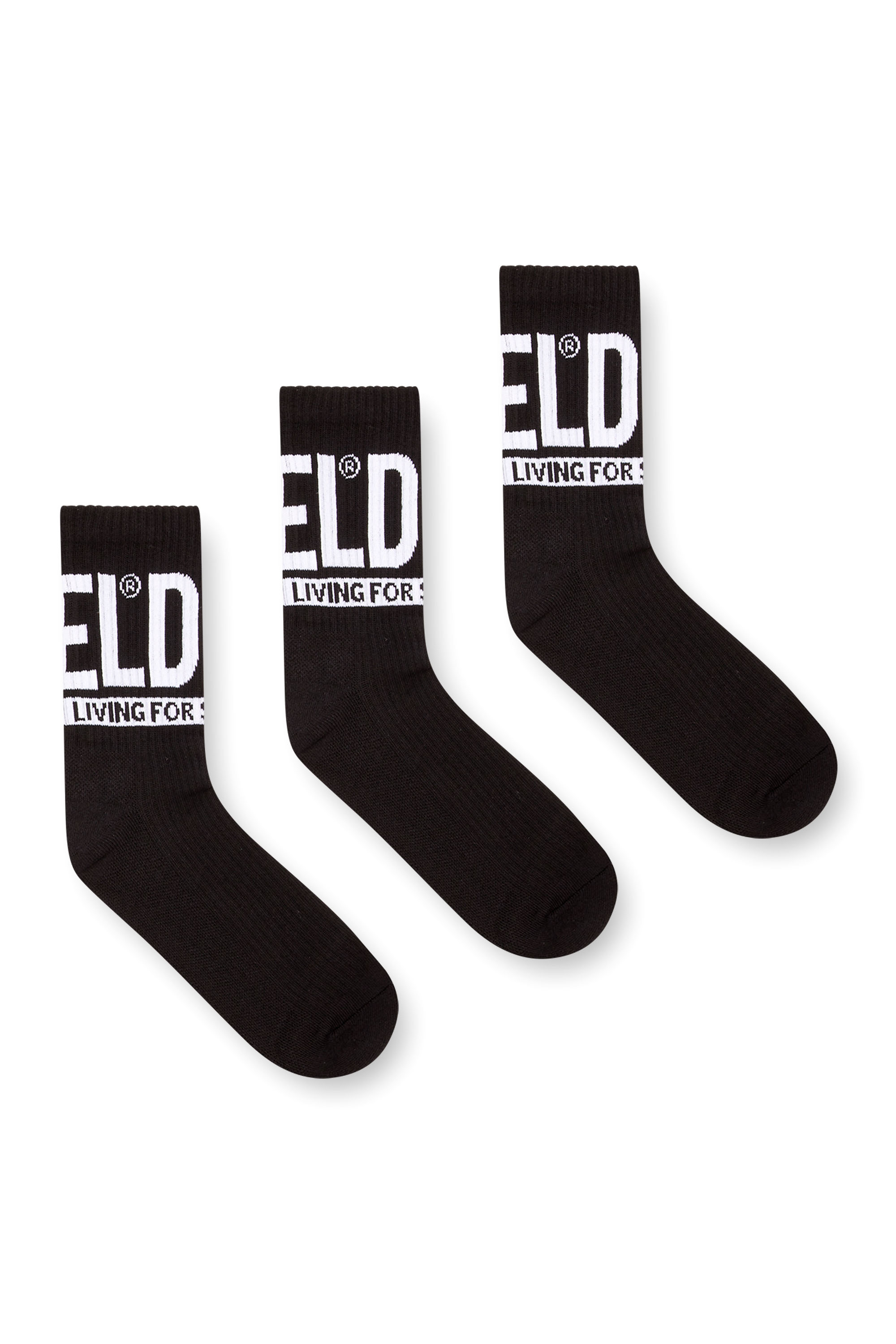 Diesel - SKM-RAY-3PACK-CUSHIONED-17,5, Man's Three-pack socks with Diesel logo in Black - 1