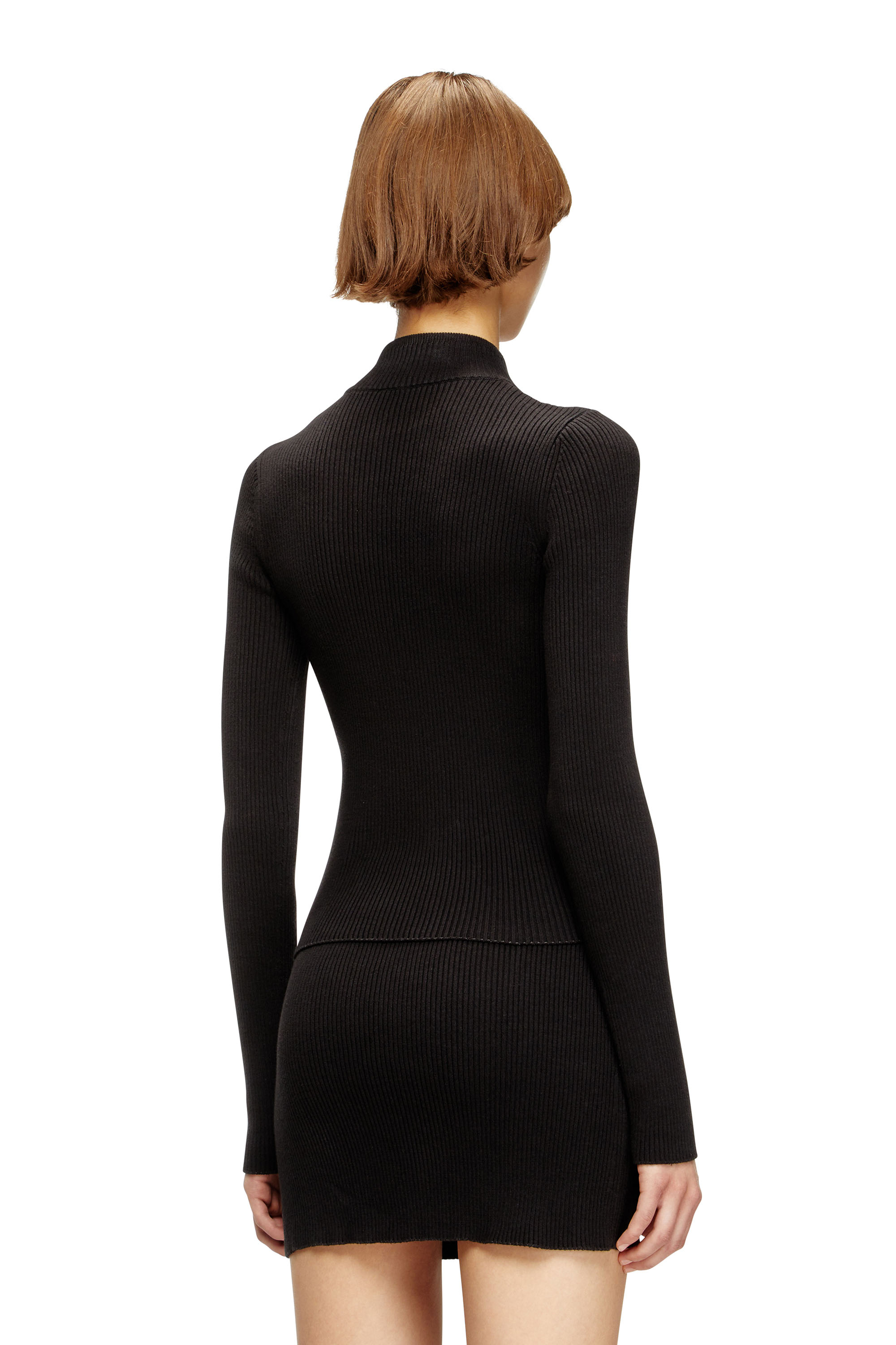 Diesel - M-MELISSA, Woman's Ribbed cardigan with cargo pockets in Black - 4