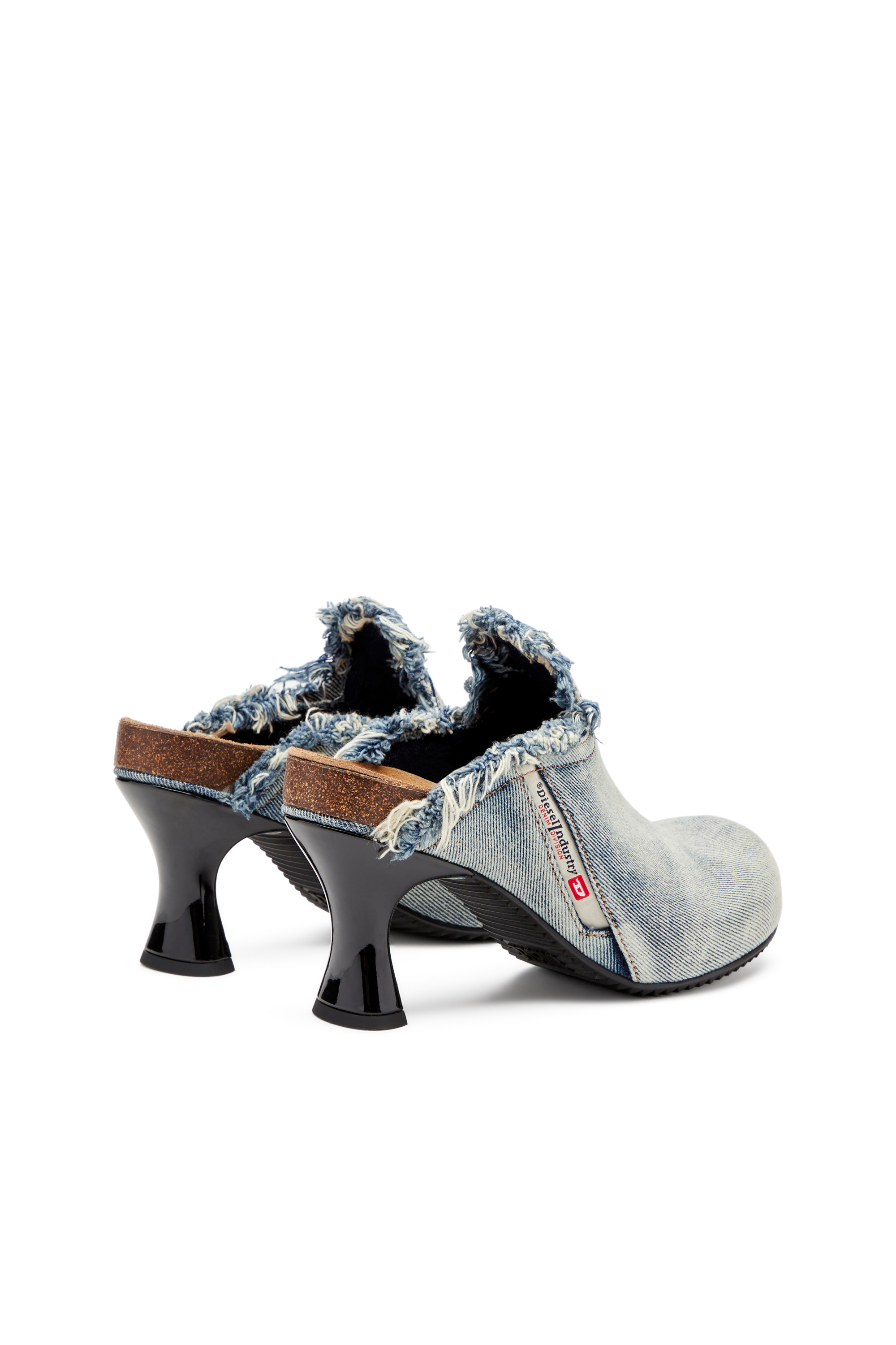 Diesel - D-WOODSTOCK ML W, Woman's Frayed denim mules in Light Blue - 4