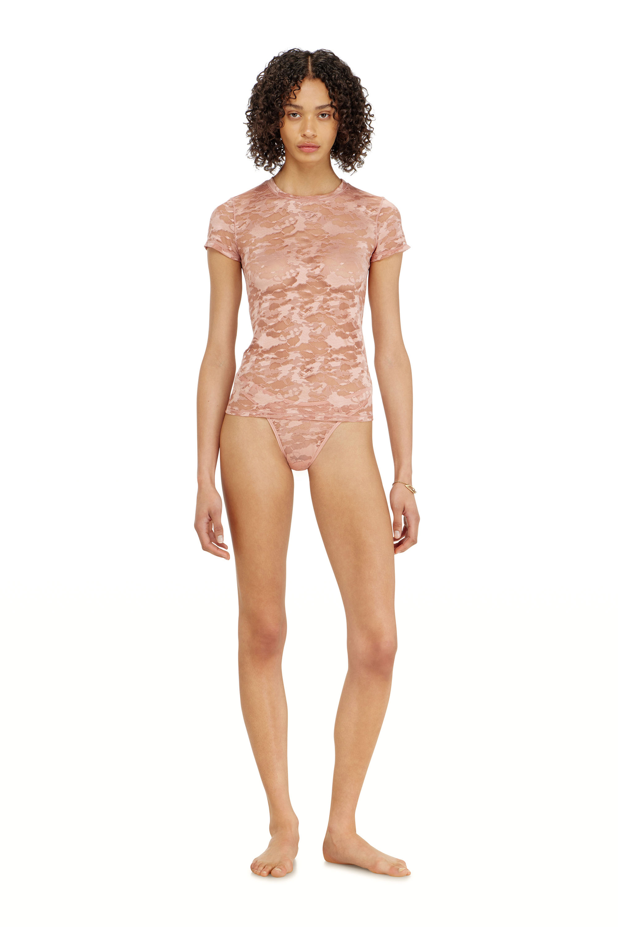 Diesel - KASIA-UTLT, Woman's Camo lace T-shirt in Nude - 3