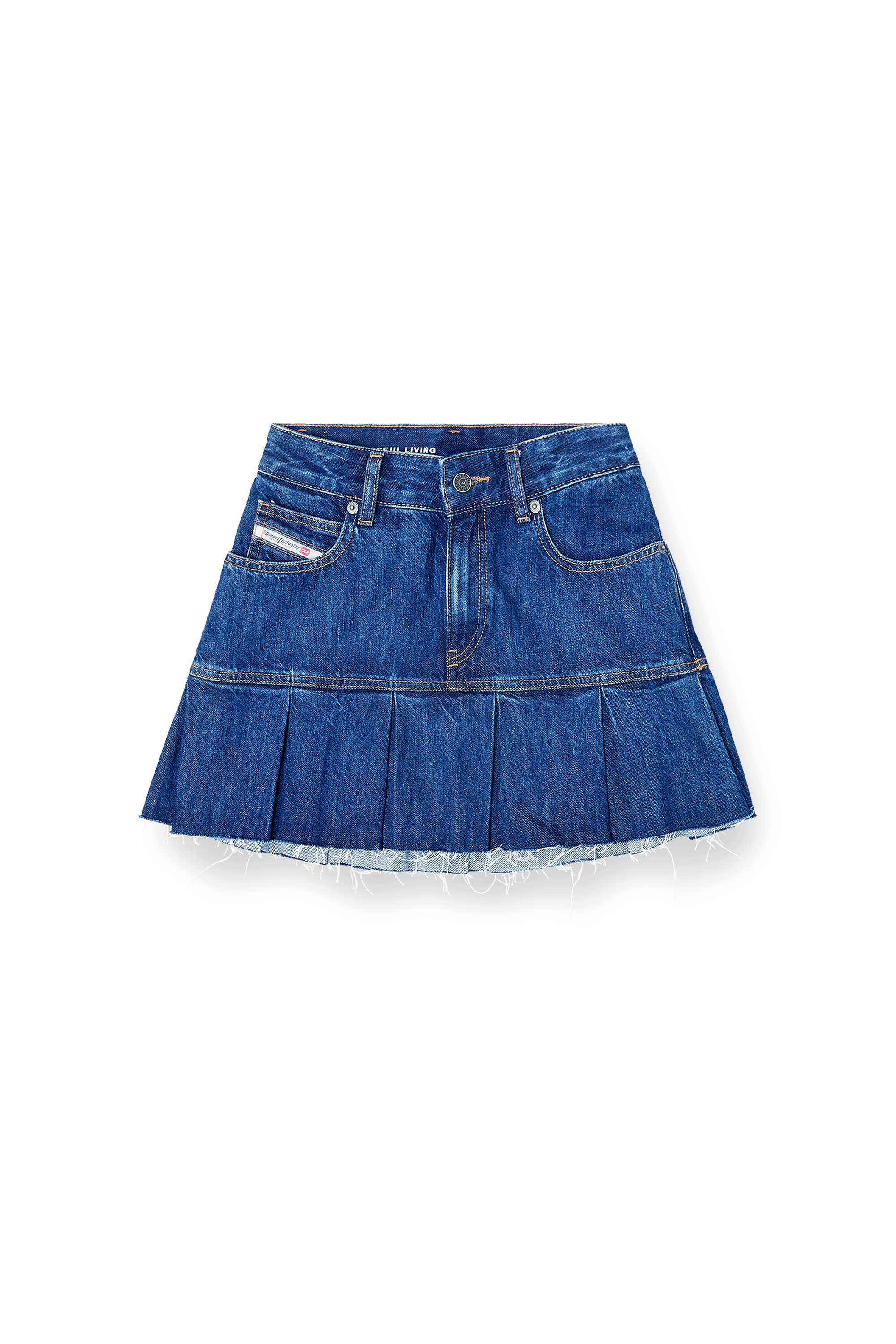 Diesel - DE-REEN, Woman's Pleated mini skirt in denim in Medium blue - 3