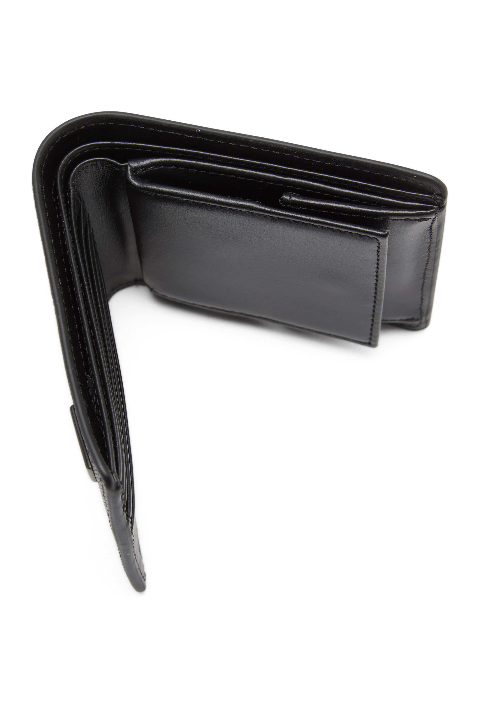 Diesel - 1DR BI-FOLD COIN S 3D, Man Bi-fold wallet in textured leather in Black - Image 3