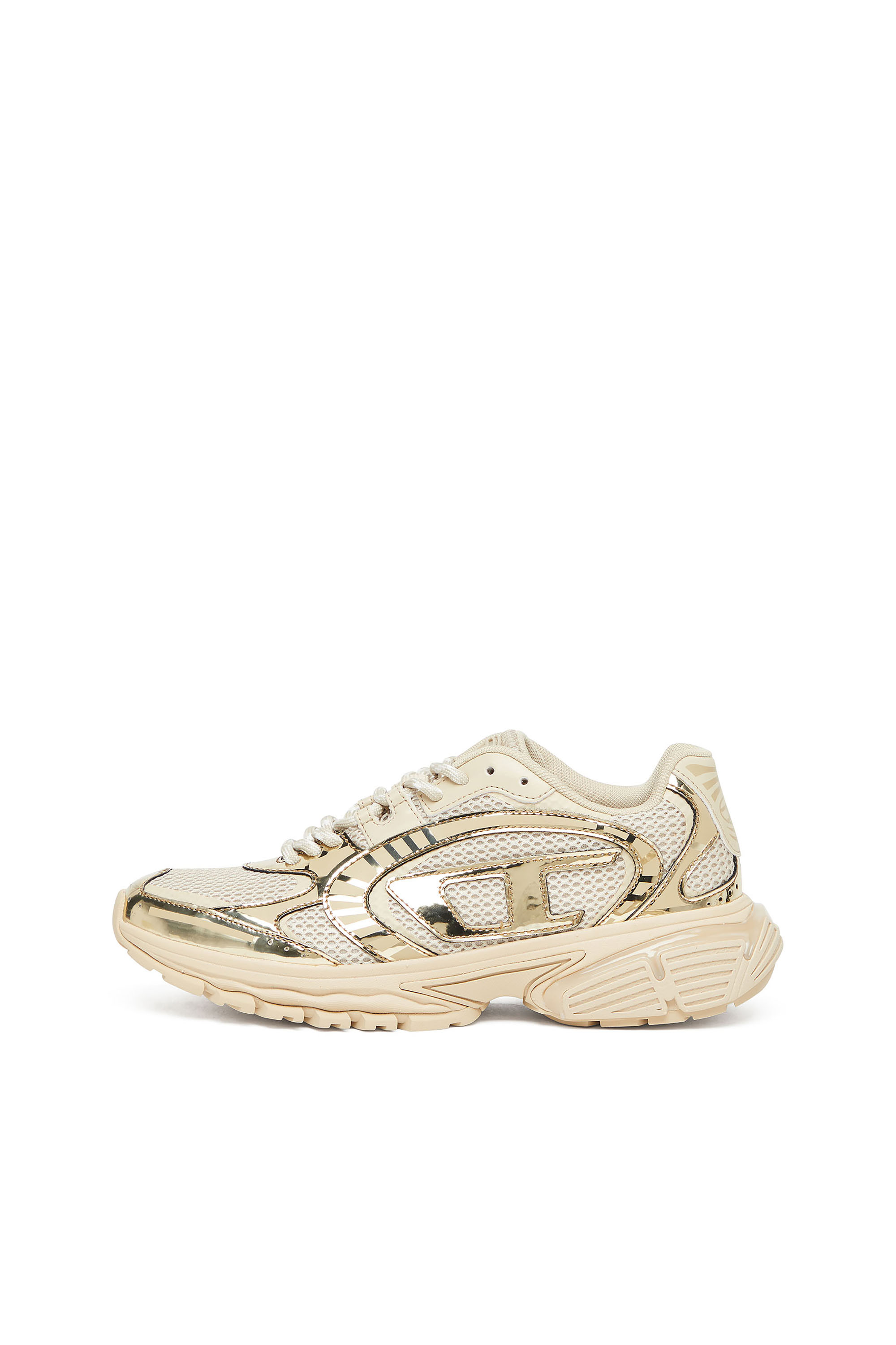 Diesel - S-PRO-V-DENSE LOW W, Woman's S-Pro-V-Dense-Metallic mesh sneakers with Oval D logo in Beige - 7