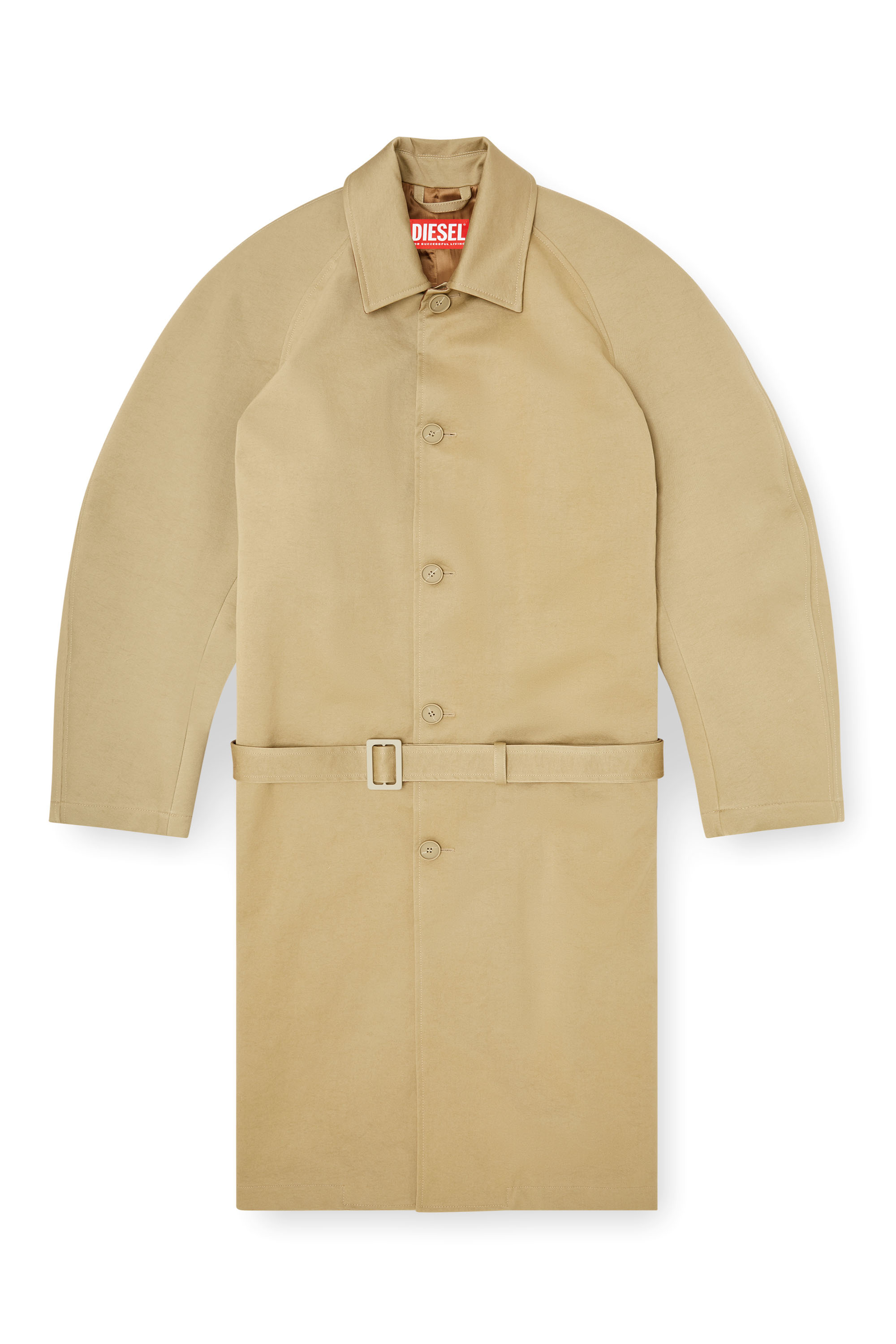 Diesel - J-ROUN, Man's Trench coat with cocoon sleeves in Light Brown - 4