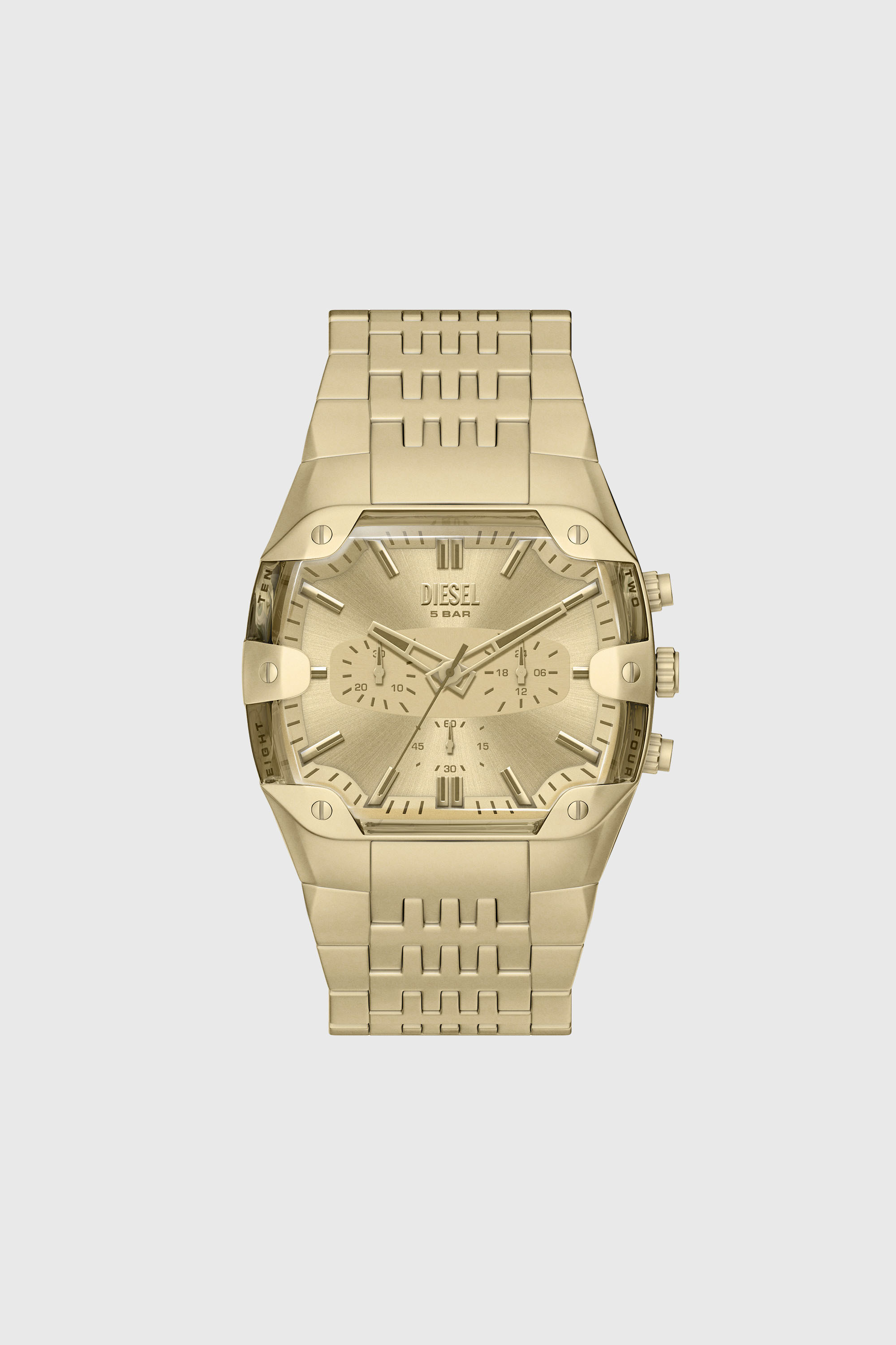 Diesel - DZ4718 WATCH, Man's Spiked Cushion gold-tone stainless steel watch in Gold - 1