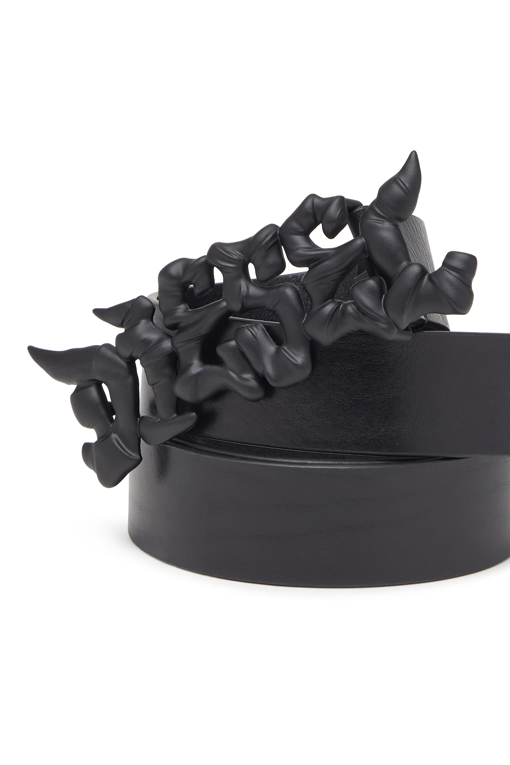 Diesel - B-GRAFFITI, Unisex's 3.5cm pull-up leather belt with graffiti buckle in Black - 3