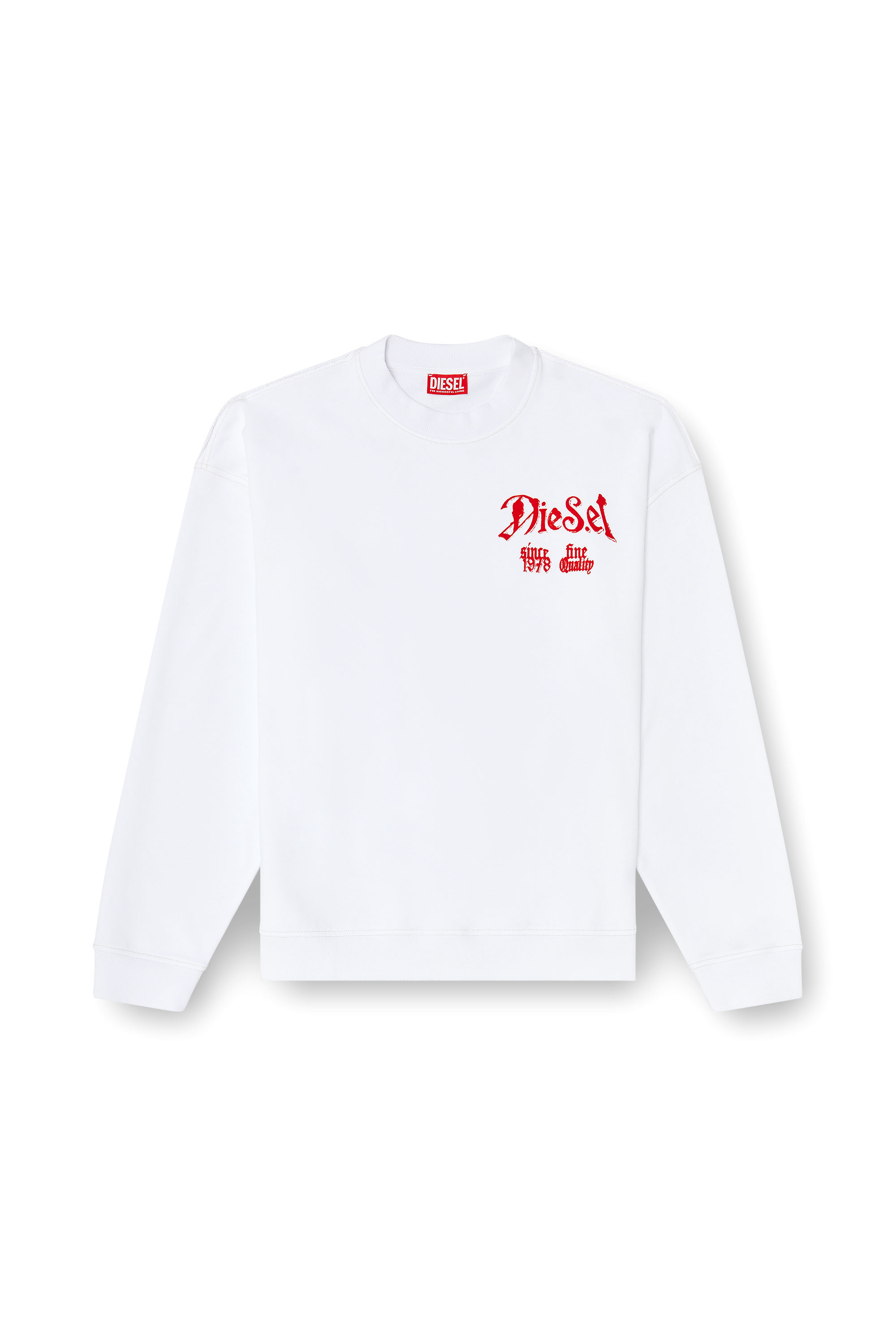 Diesel - S-BOXT-AA2, Man's Cotton sweatshirt with flocked graphics in White - 3