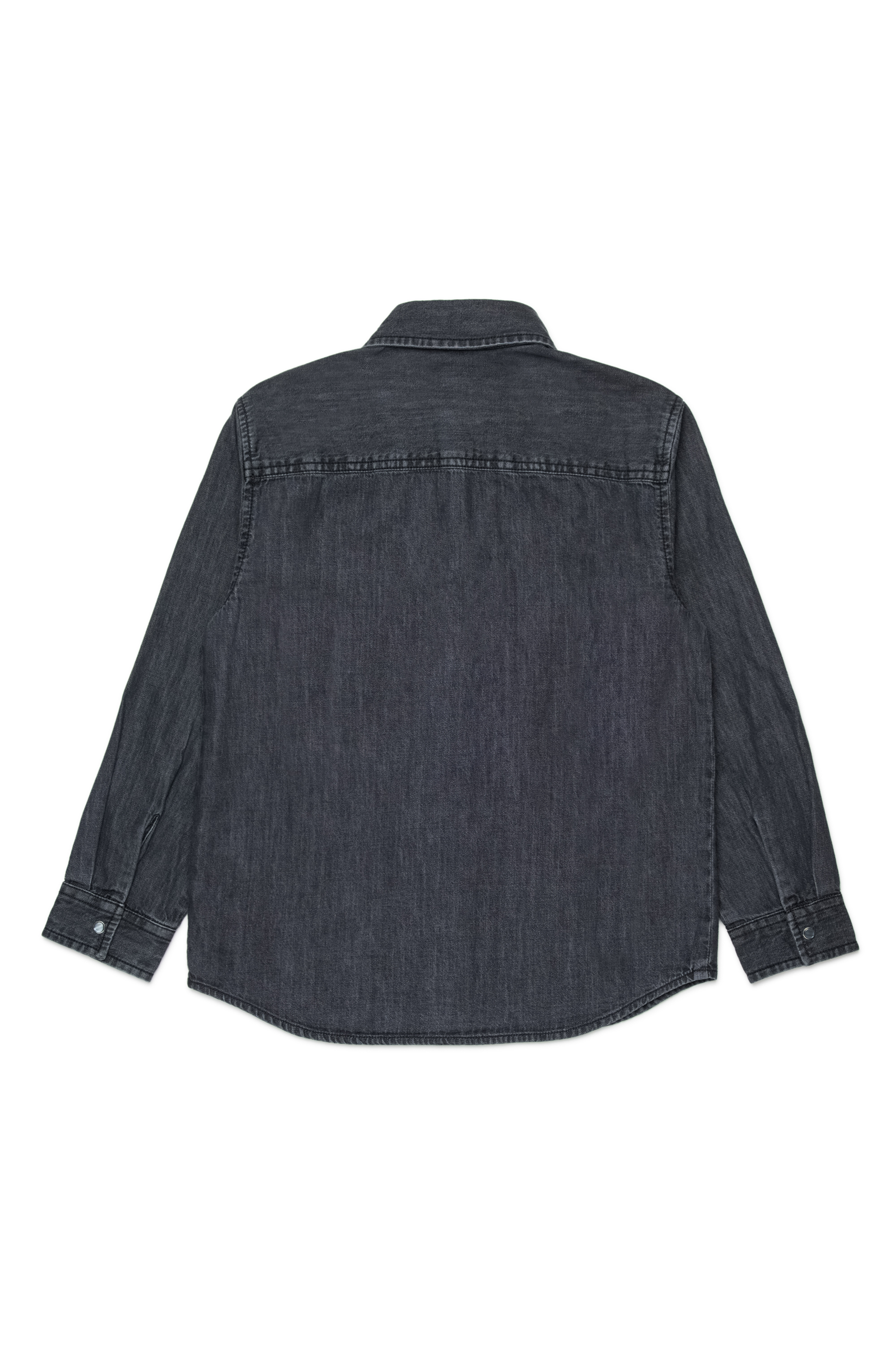 Diesel - CSIMPLY-OVER, Man's Denim shirt with snap buttons in Black/Dark grey - 2