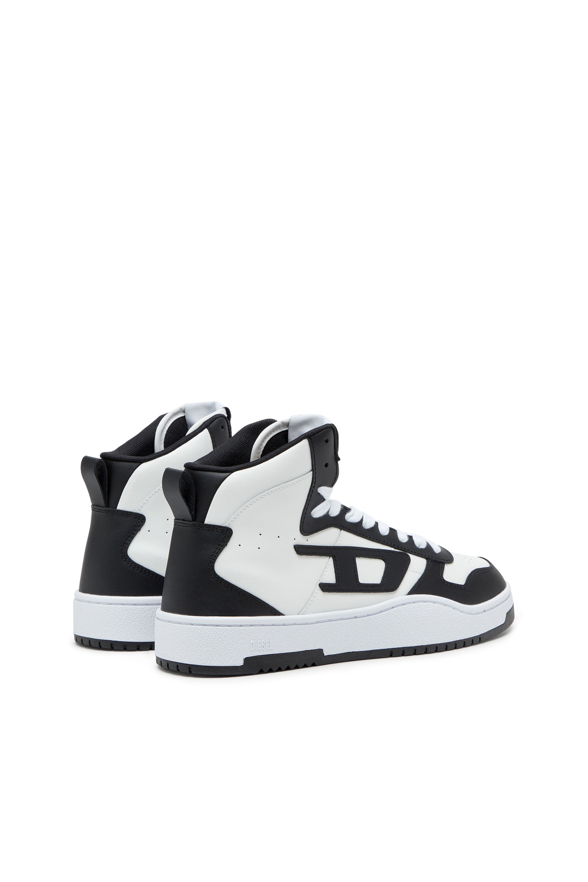 Diesel - S-UKIYO V2 MID, Man's S-Ukiyo-High-top sneakers in leather in White/Black - 3