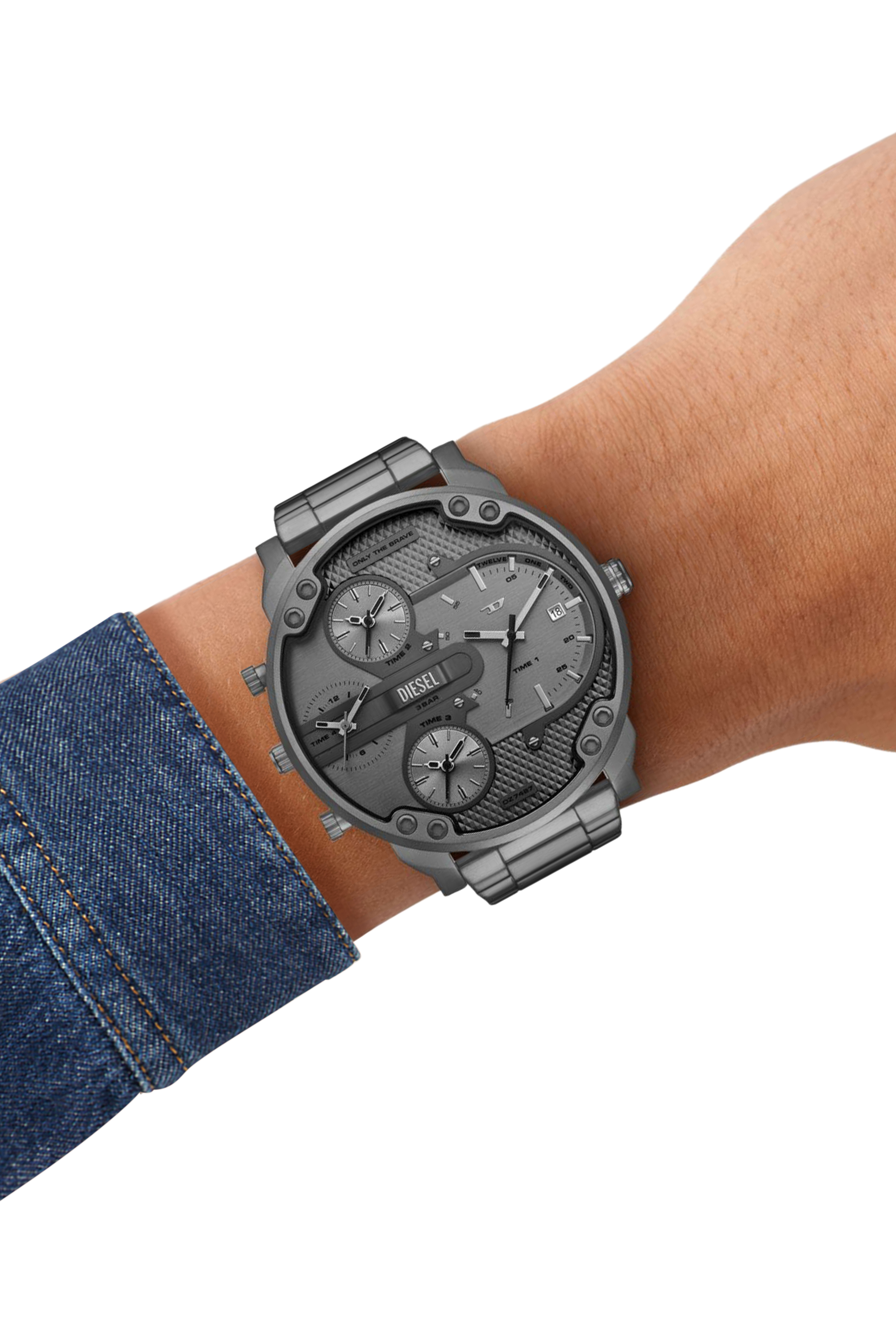 Diesel - DZ7487, Man's Diesel Mr. Daddy Slim Multi Movement Gray Stainless Steel Watch in Dark grey - 5