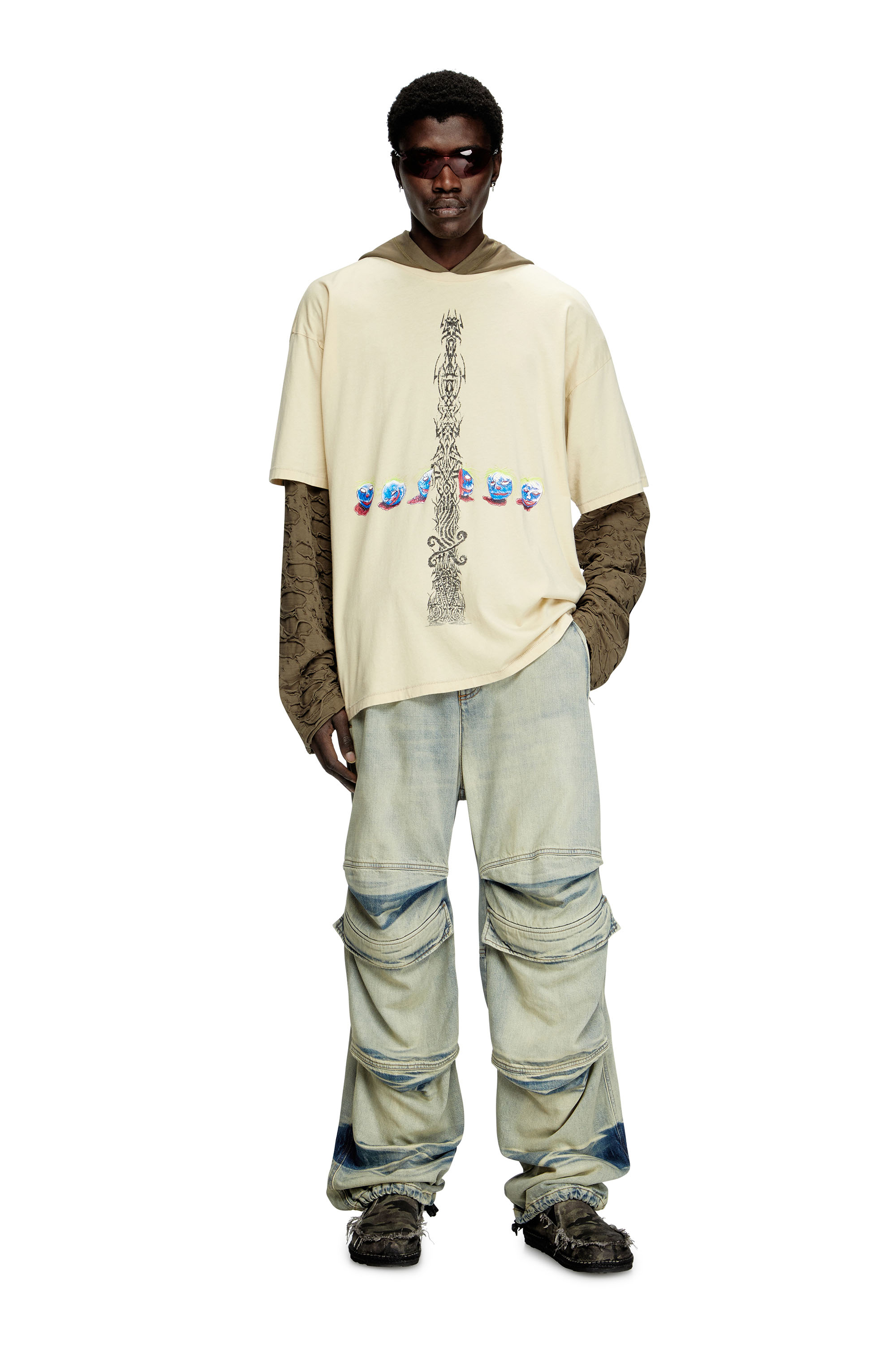 Diesel - T-BOXT-R4, Man's Acid-wash T-shirt with printed graphics in White - 2