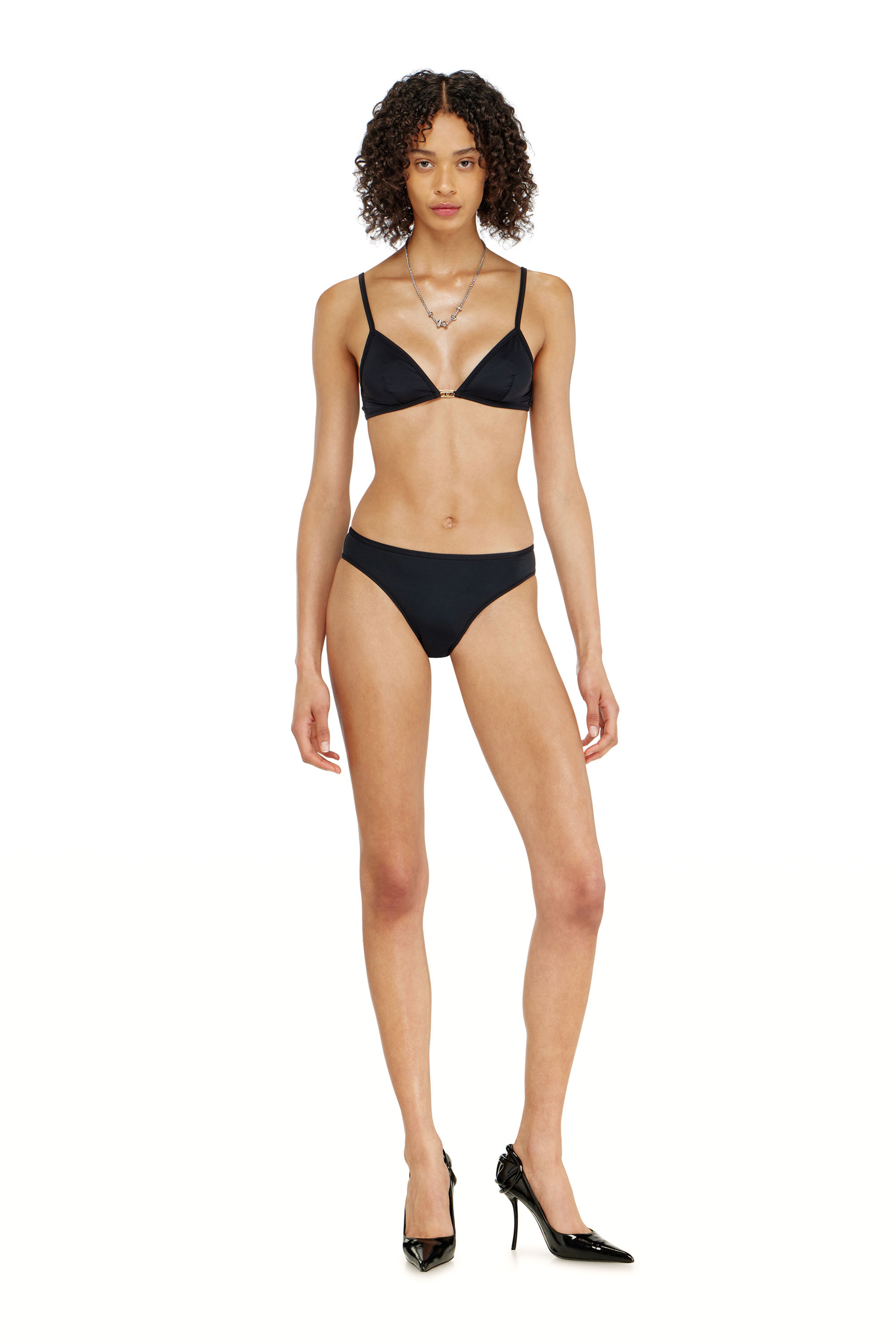 Diesel - LUNA-UTLT, Woman's Triangle bra in nylon with Oval D detail in Black - 3