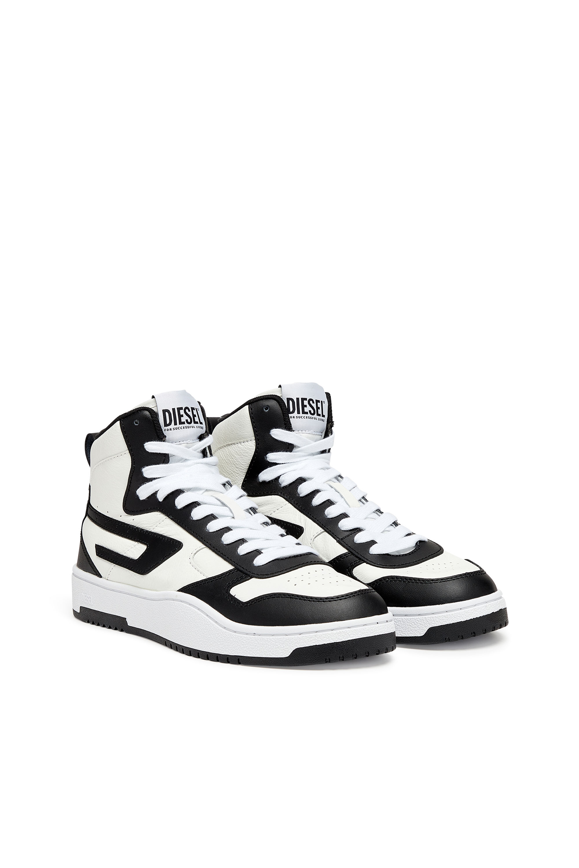 Diesel - S-UKIYO V2 MID, Man's S-Ukiyo V2 Mid - High-top sneakers with D branding in White/Black - 2