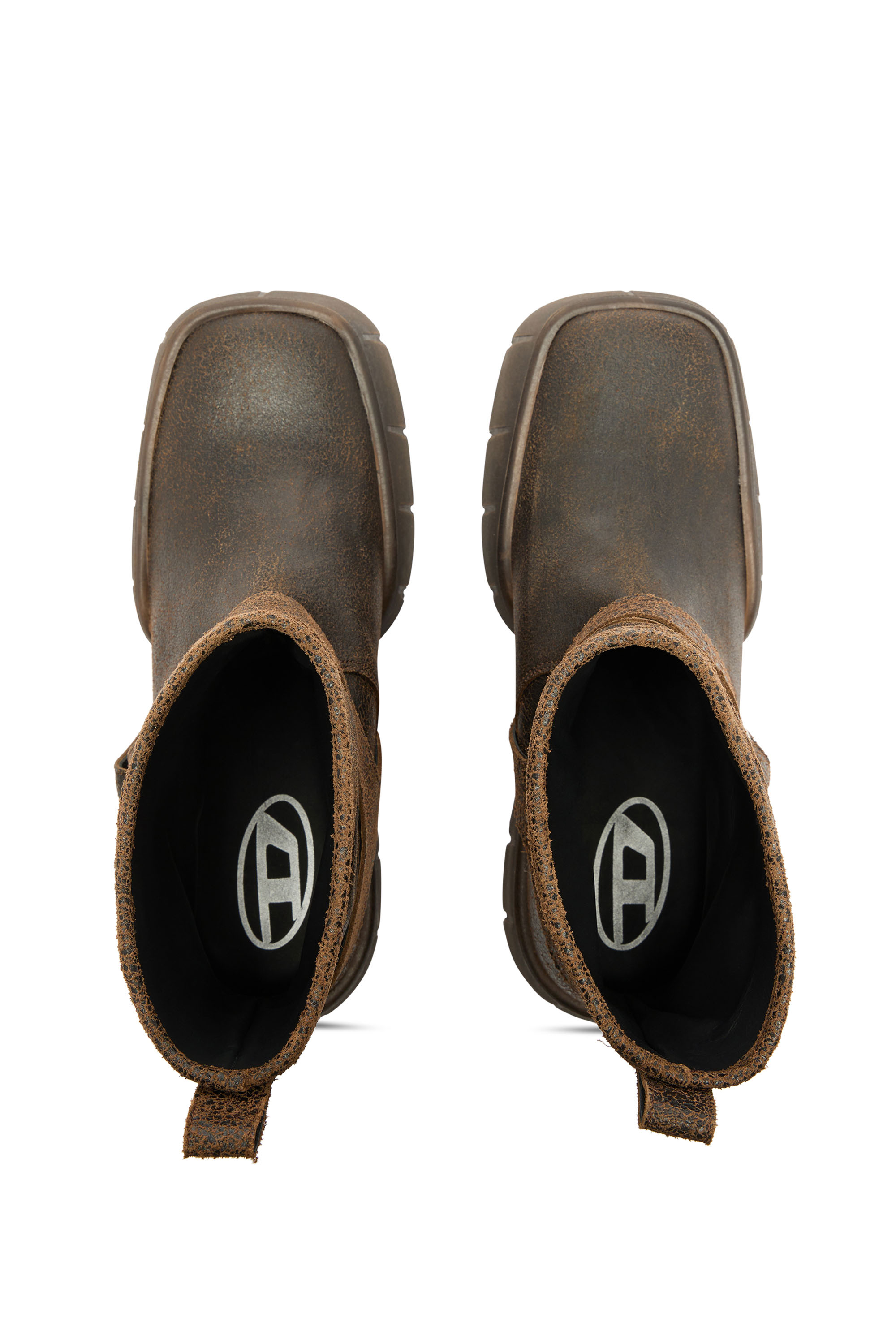 Diesel - D-TEX TU, Man's D-Tex-Biker boot in crackle leather in Brown - 4