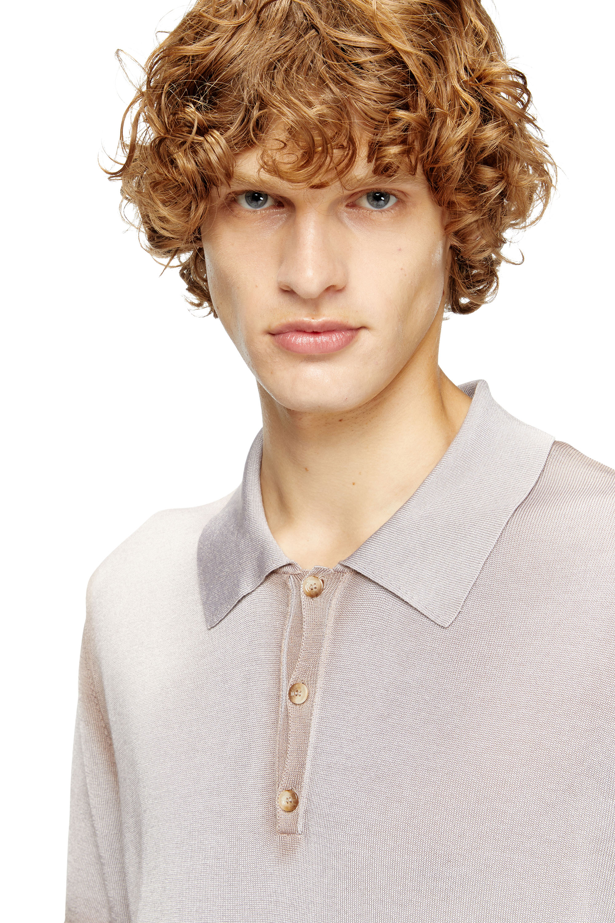 Diesel - K-VIRTO, Man's Dégradé knitted polo shirt in Beige - 4