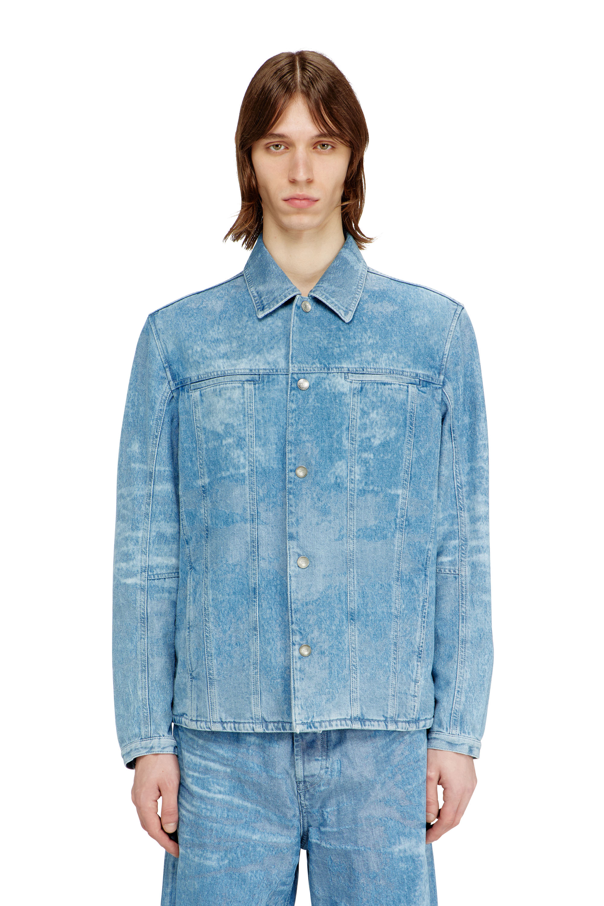 Diesel - D-SERON-FSI, Man's Jacket in satin denim in Light Blue - 1