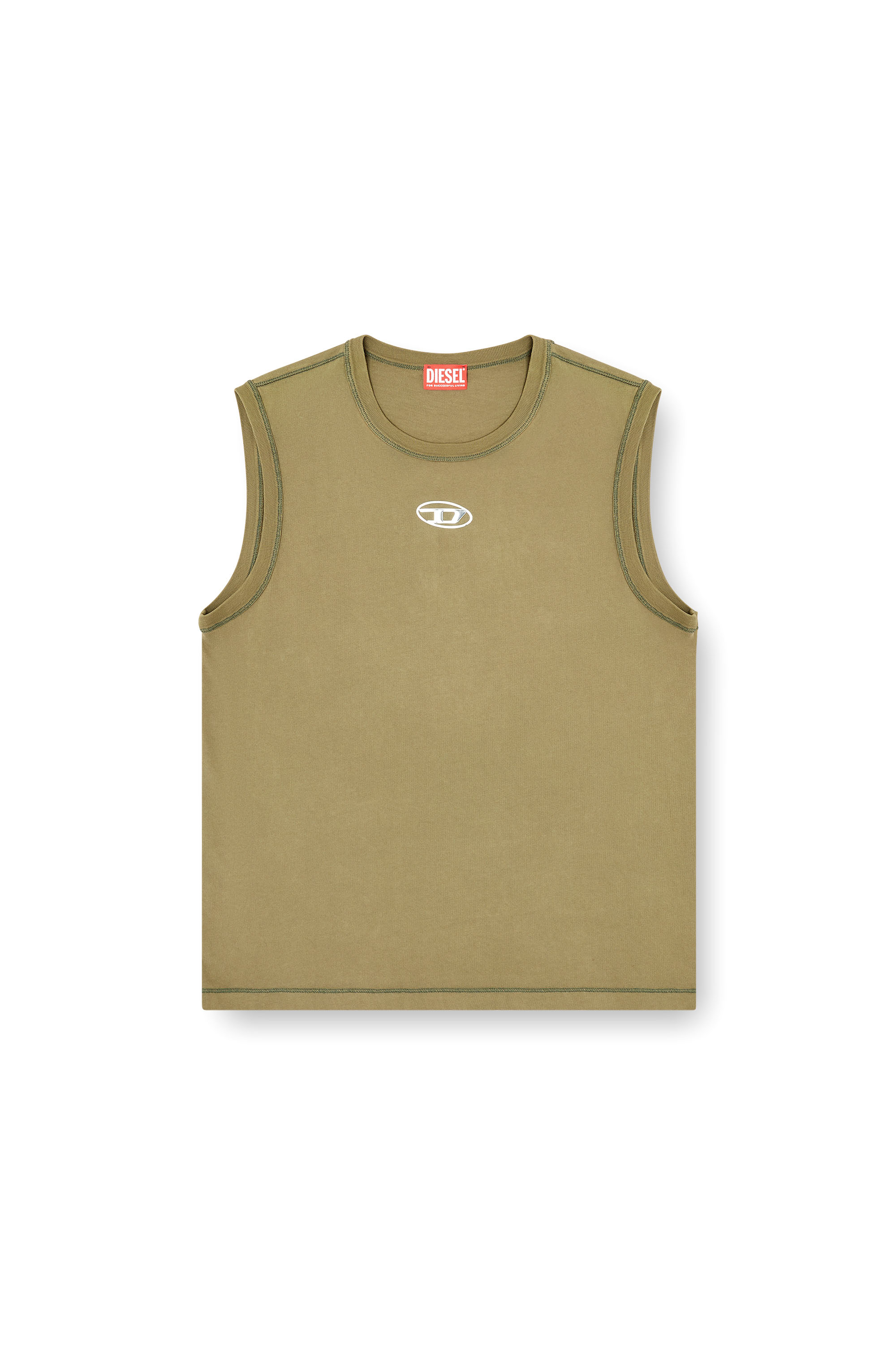 Diesel - T-BISCO-IOD, Man's Sleeveless cotton top with metallic Oval D in null - 3