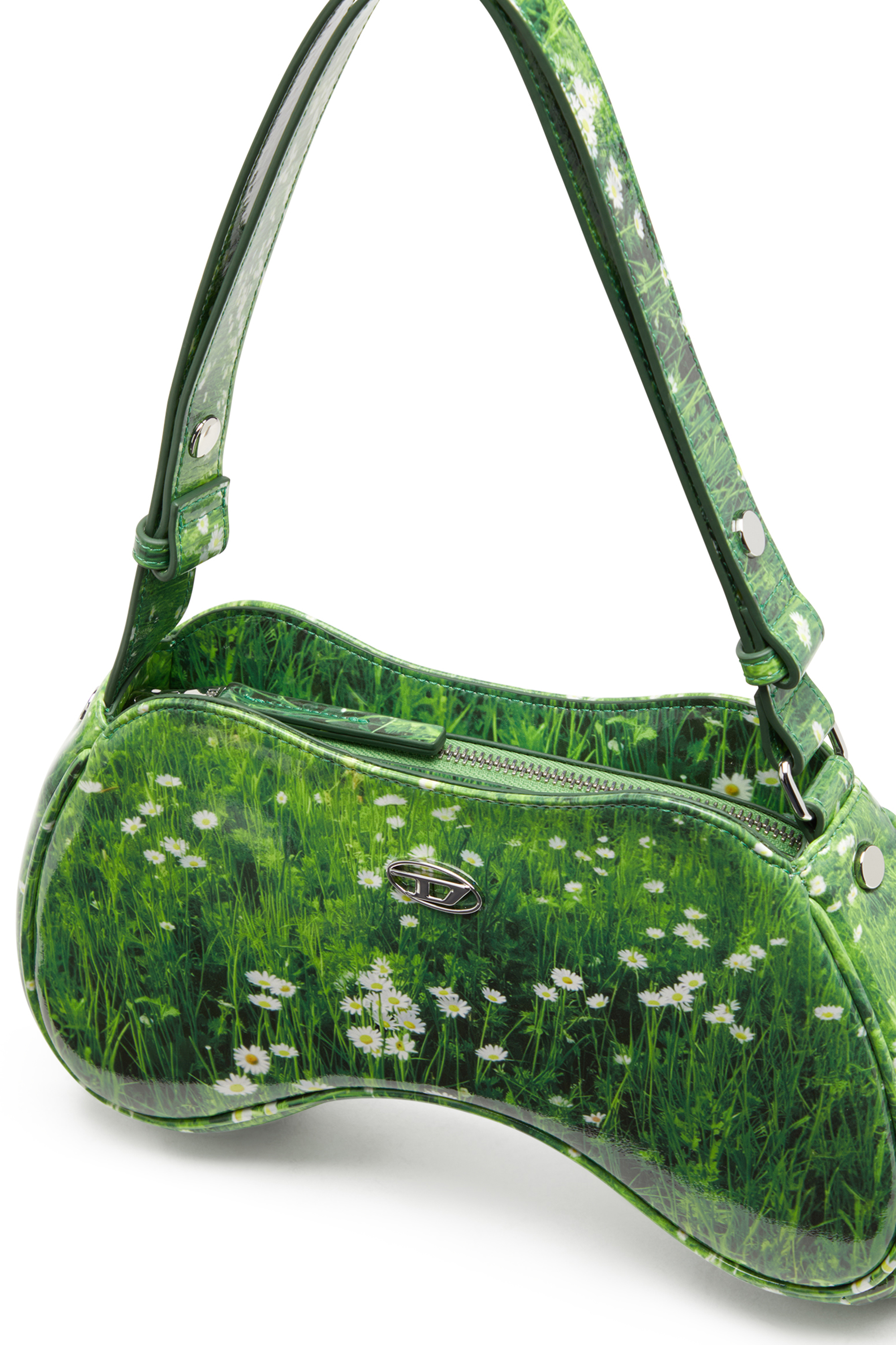 Diesel - PLAY SHOULDER, Woman's Play-Glossy shoulder bag with print in Green - 5