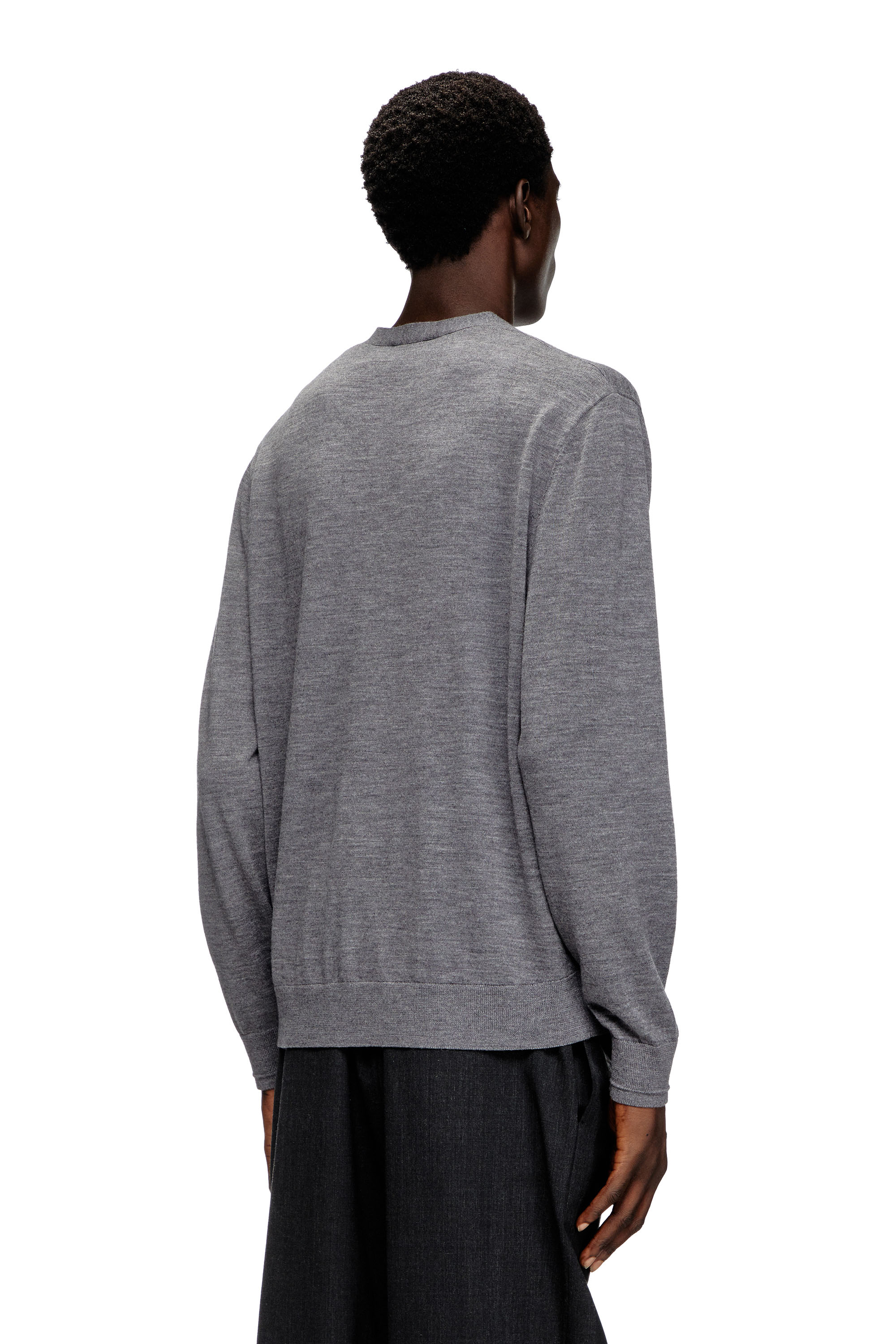 Diesel - K-VOLTO, Man's Wool cardigan with cut-out logo in Grey - 3