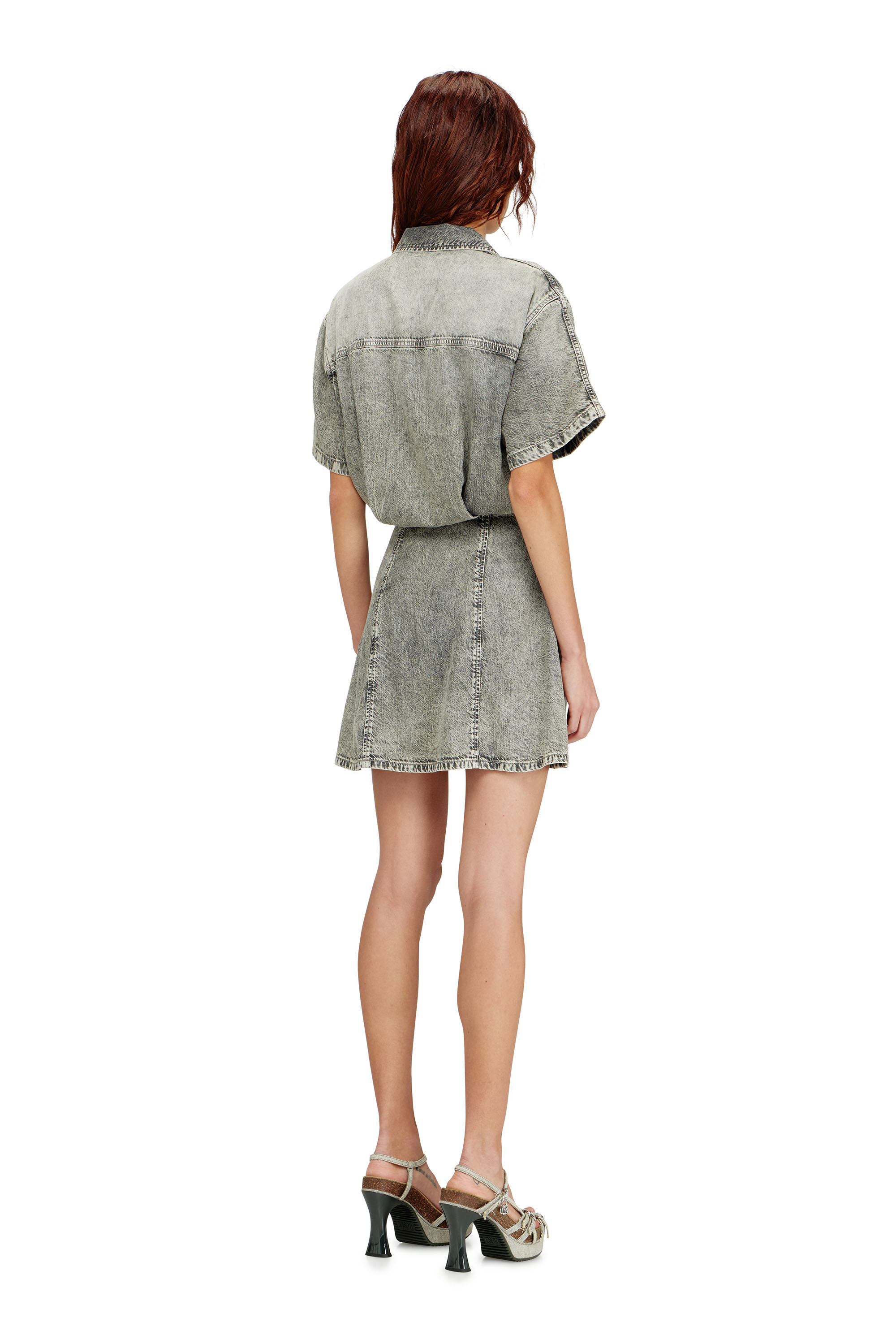 Diesel - DE-STALY-S, Woman's Denim dress with athletic stripes in null - 4