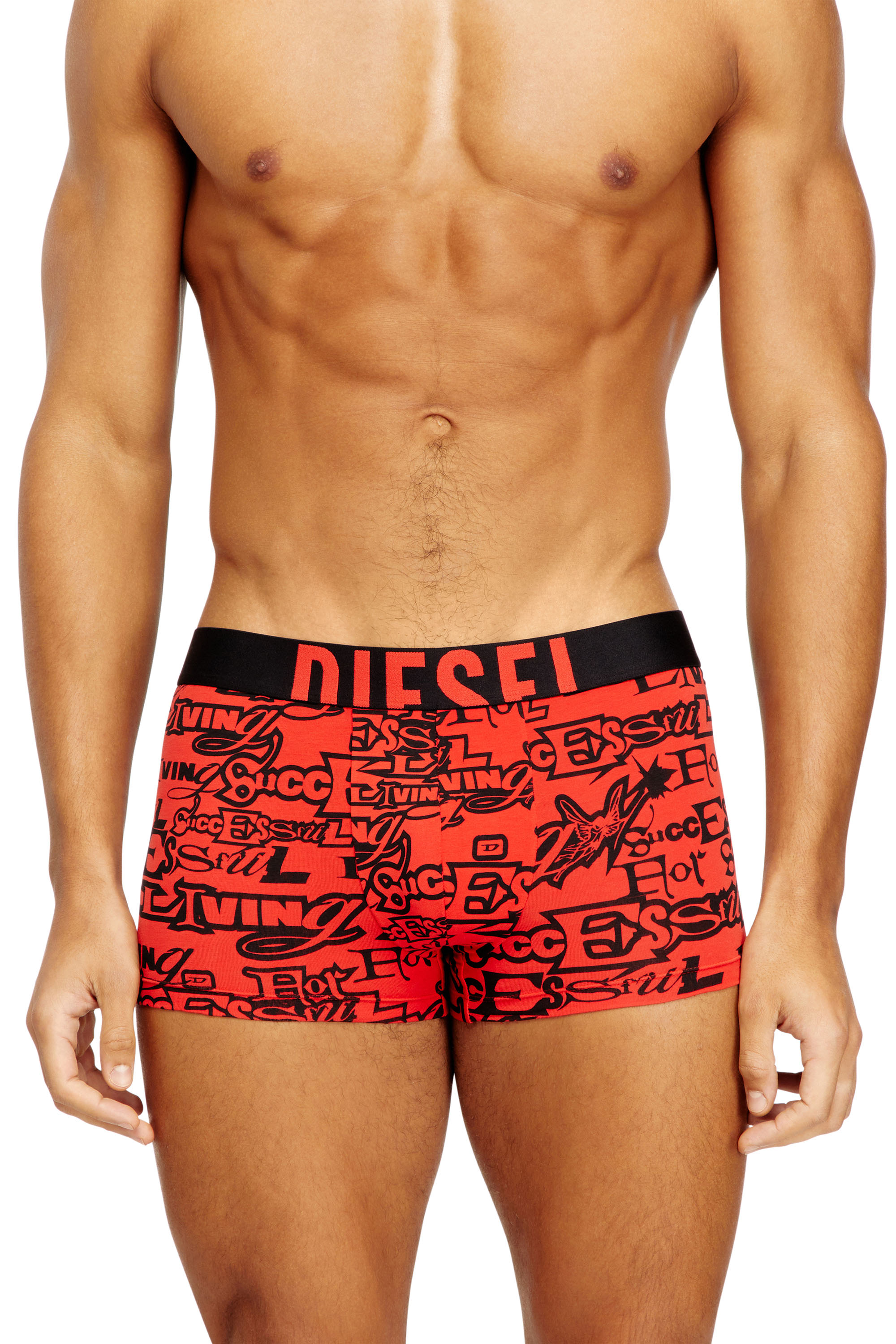 Diesel - DAMIEN-D-POP-3PACK-40, Man's Three-pack cotton trunks with bold logos in Black/Red - 2
