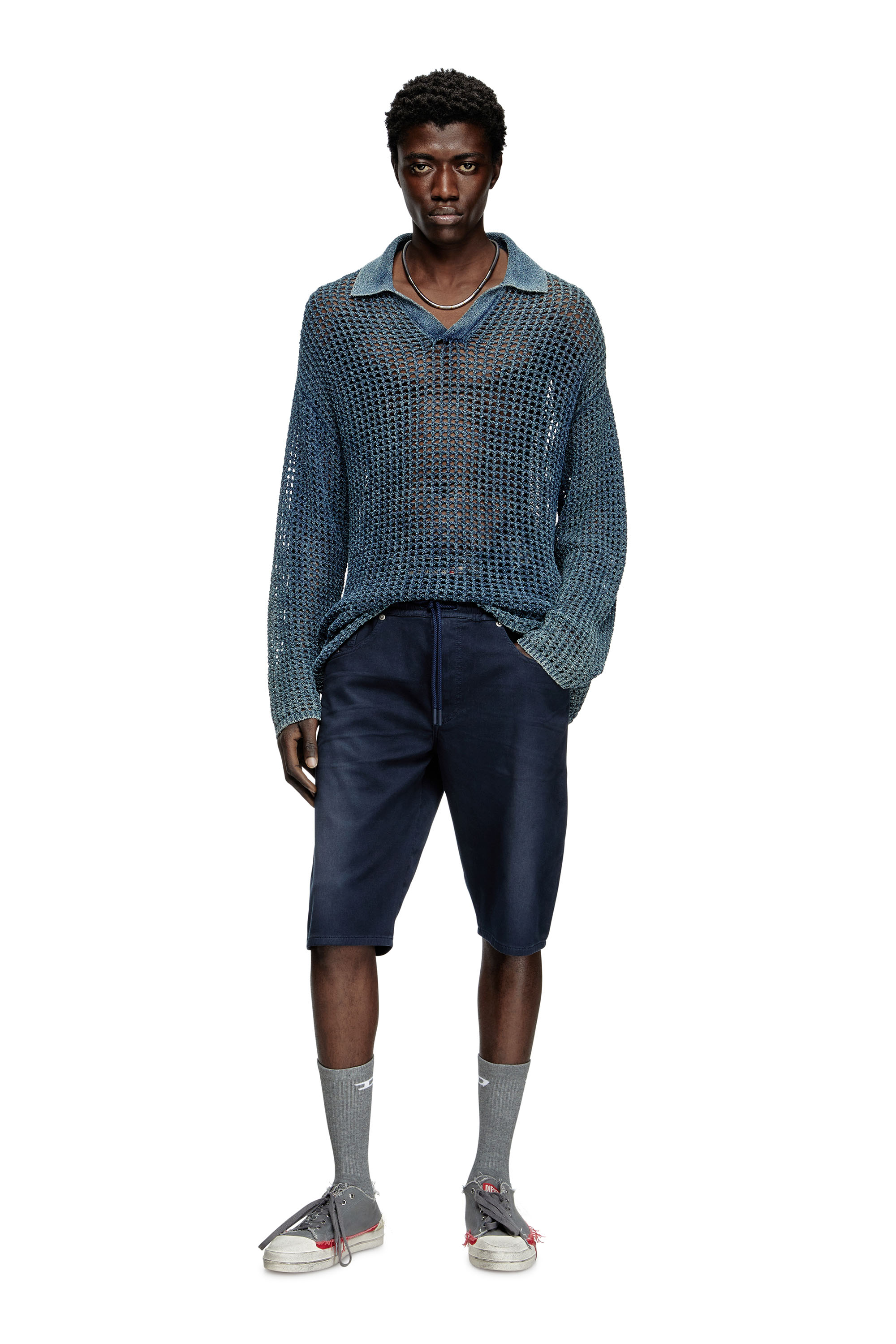 Diesel - 2033 D-KROOLEY-SHORT JOGG, Man's Chino shorts in JoggJeans in Dark Blue - 2