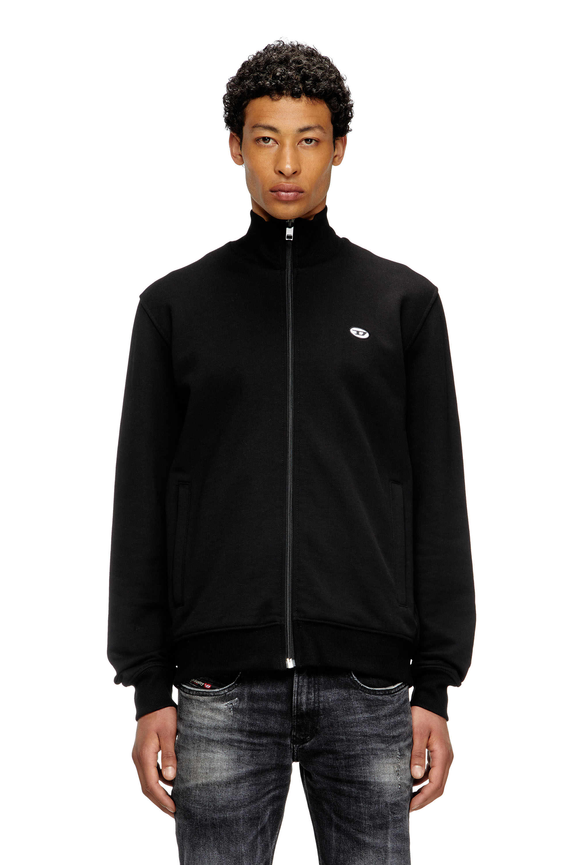 Diesel - S-LOCK-DOVAL-PJ, Man's Track jacket with Oval D patch in Black - 1